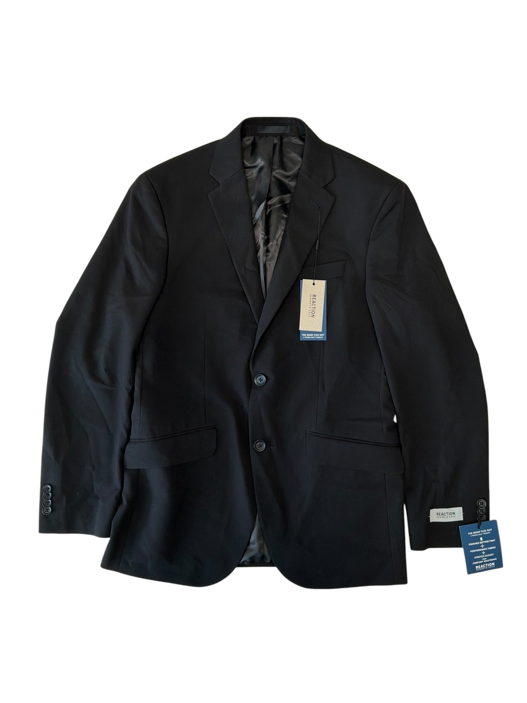 Kenneth Cole Mens Slim fit Double Breasted Suit Jacket Blazer 36 R Black Solid