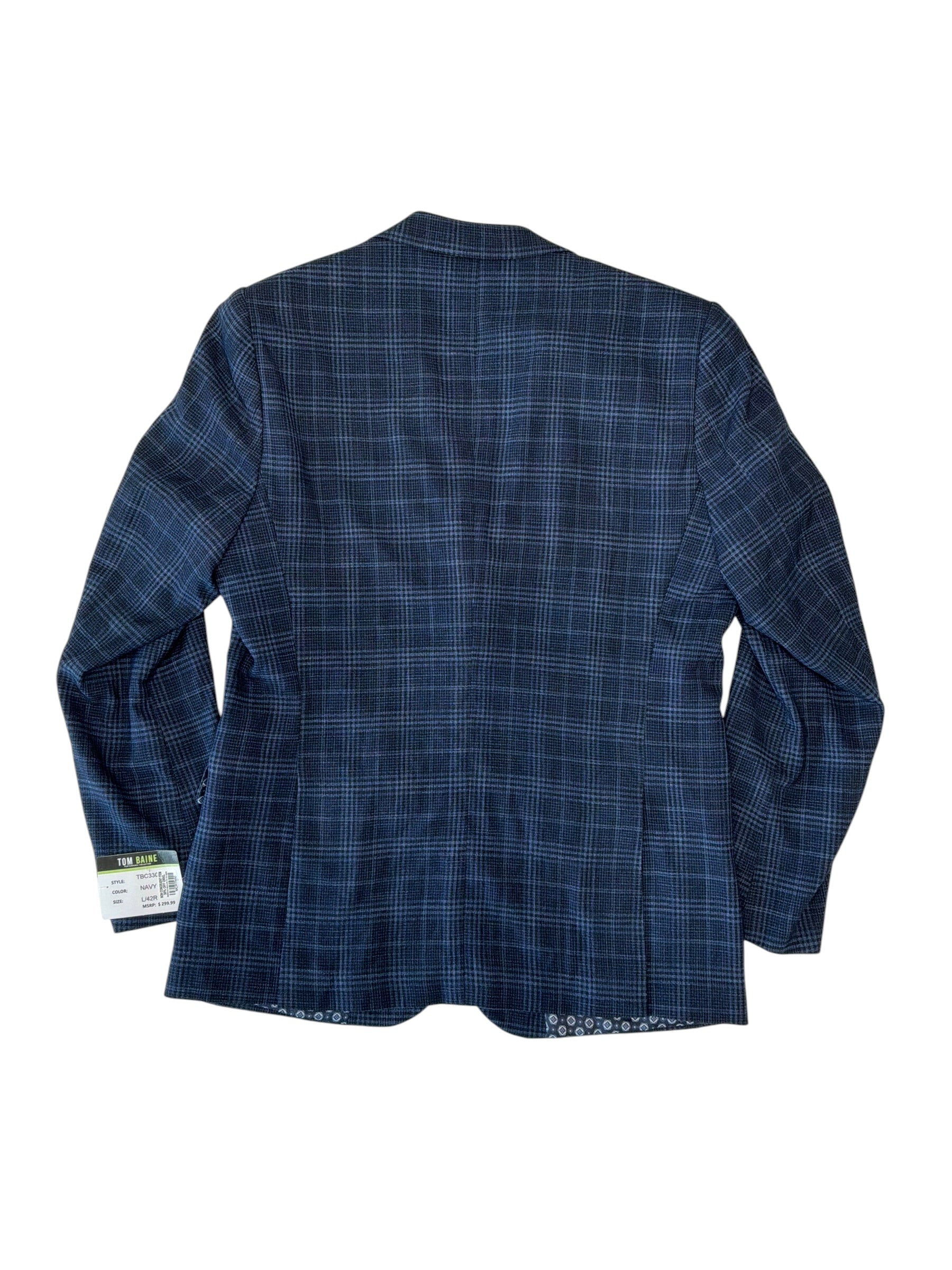 Tom Baine Mens Slim fit Sport Coat Blazer 42 L Blue Plaid