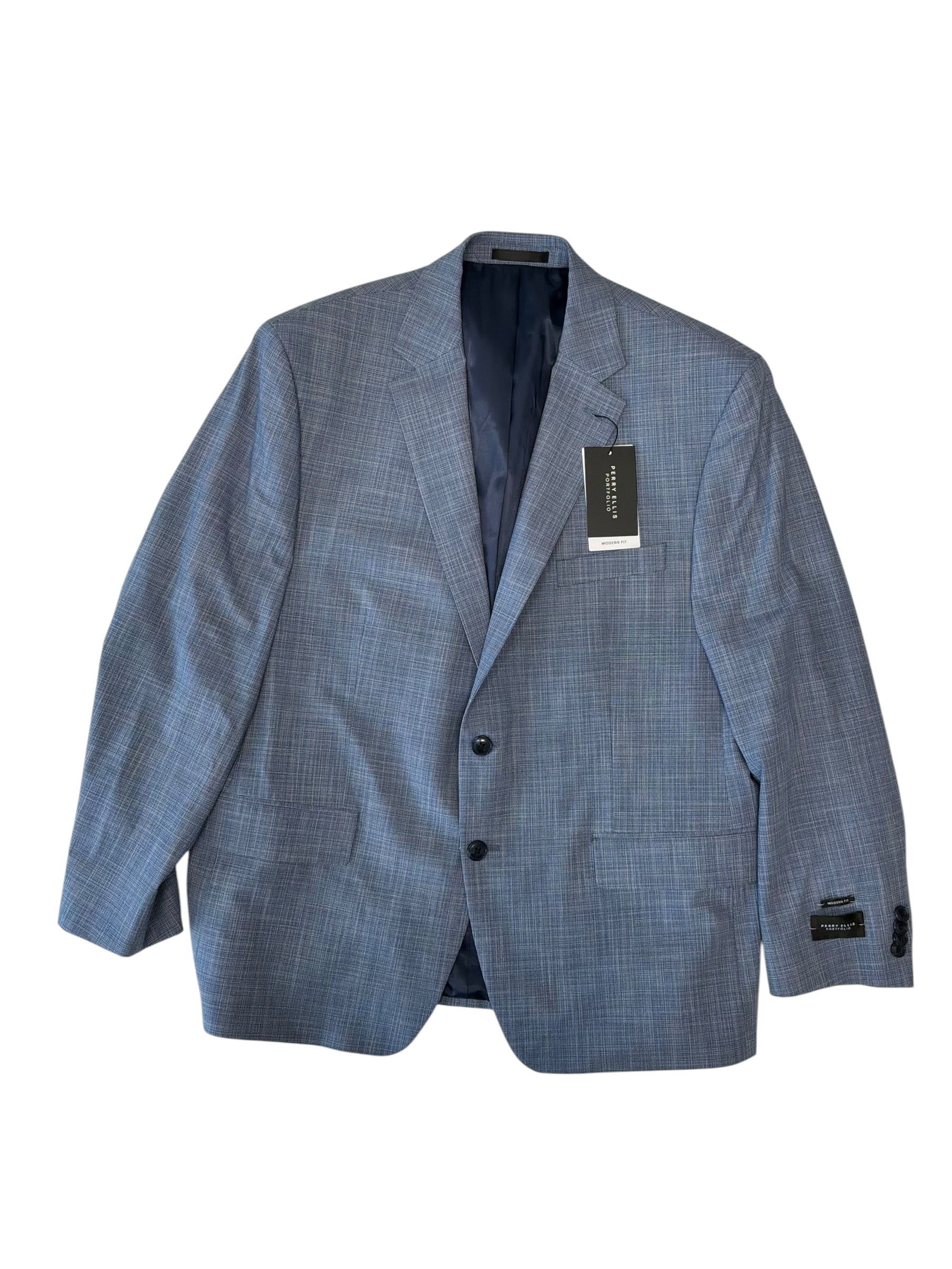 Perry Ellis Mens Slim fit Sport Coat Blazer 44 S Blue Plaid