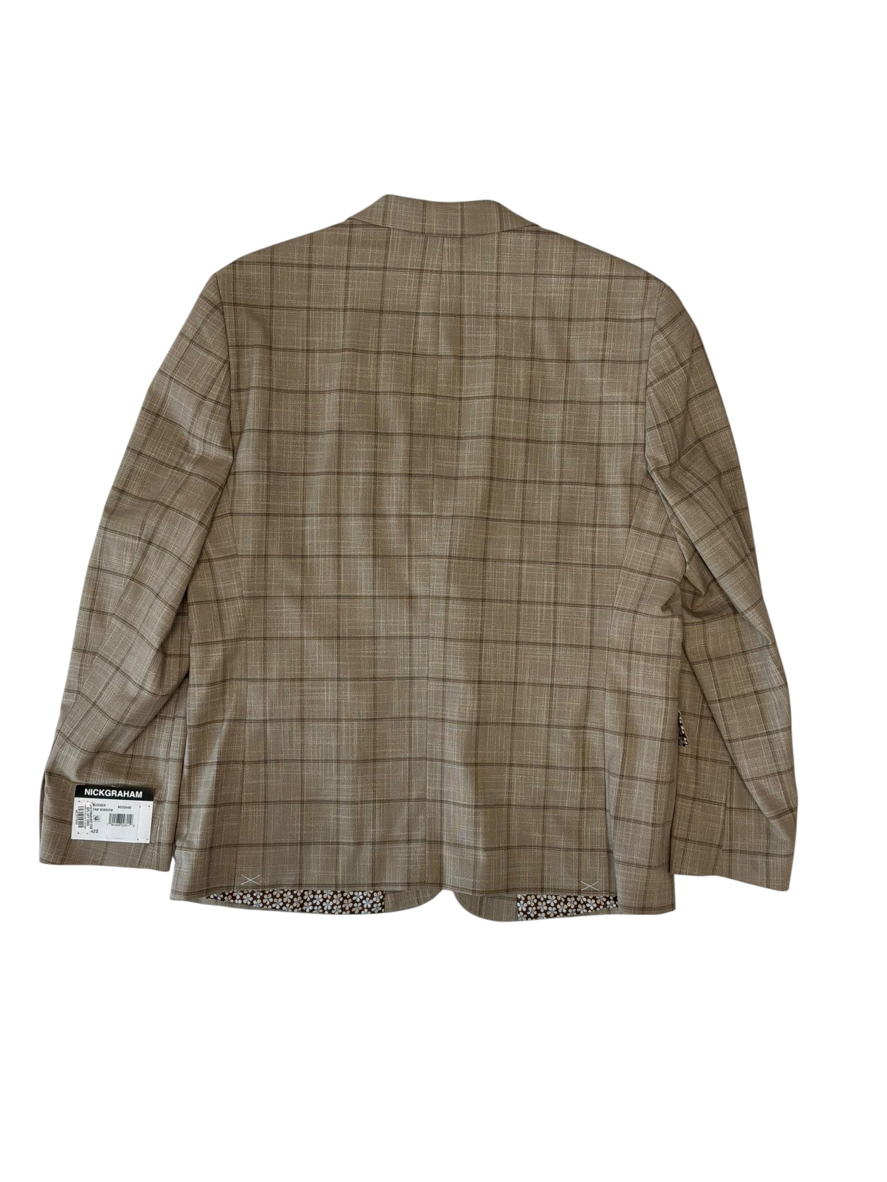 Nick Graham Mens Slim fit Suit Jacket Blazer 42 S Beige Plaid