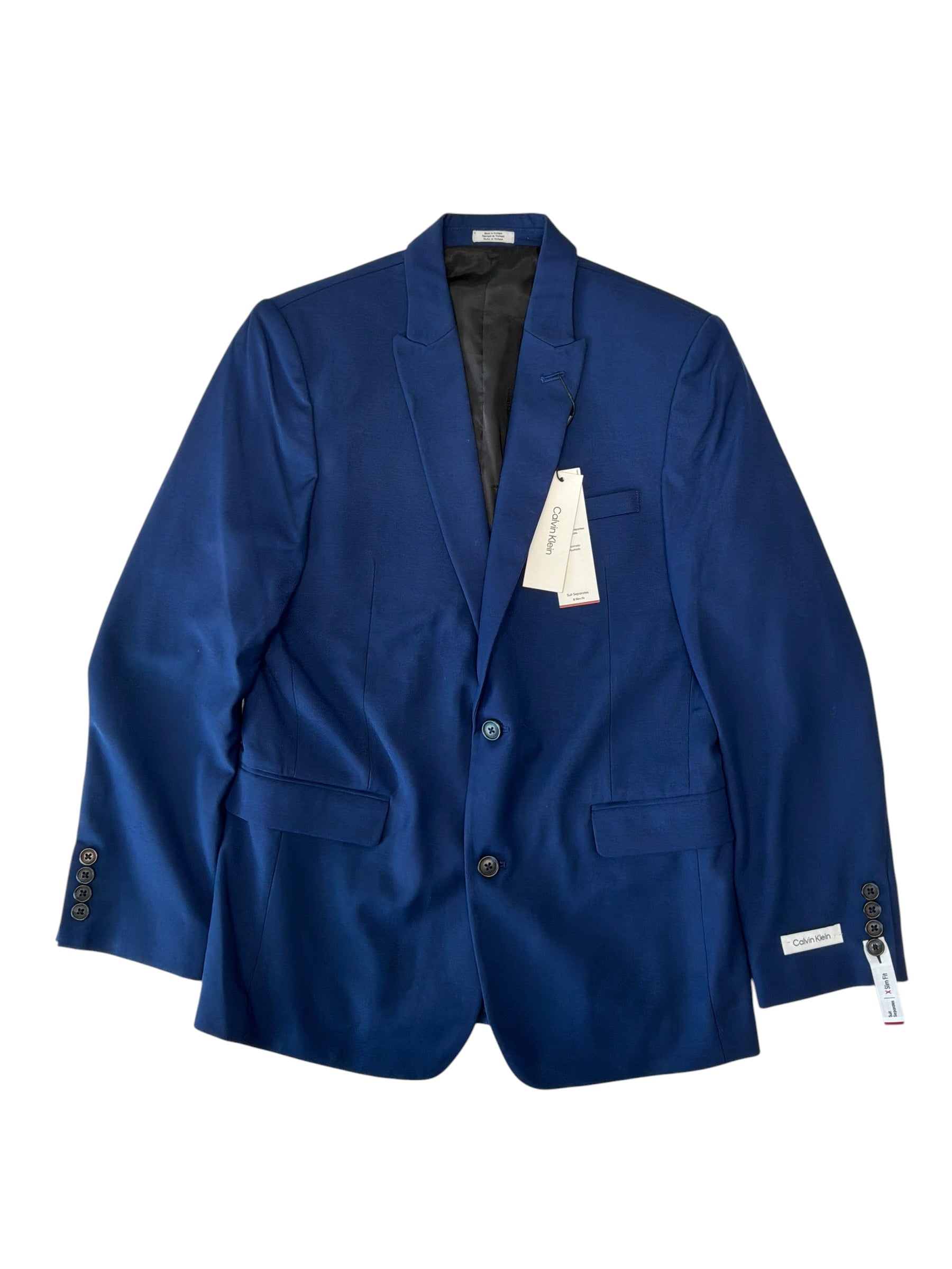 Calvin Klein Mens Slim fit Sport Coat Blazer 18 R Blue Solid