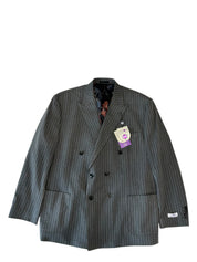 Tayion Mens Classic fit Sport Coat Blazer 48 R Grey Striped