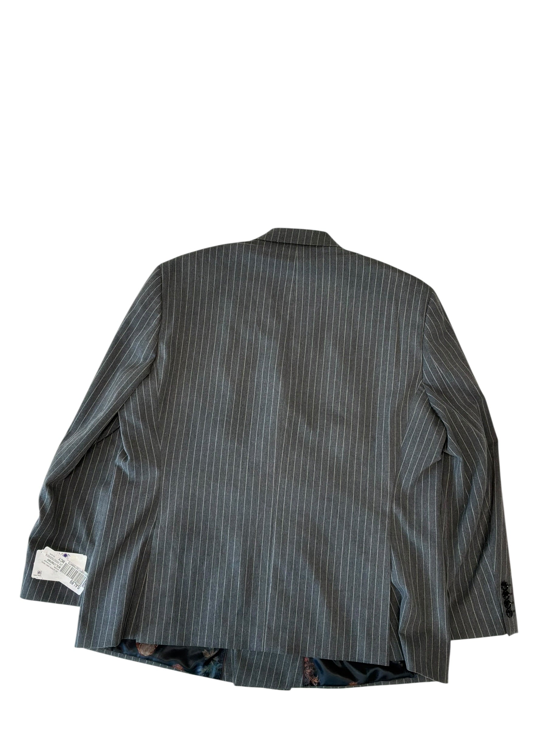 Tayion Mens Classic fit Sport Coat Blazer 48 R Grey Striped