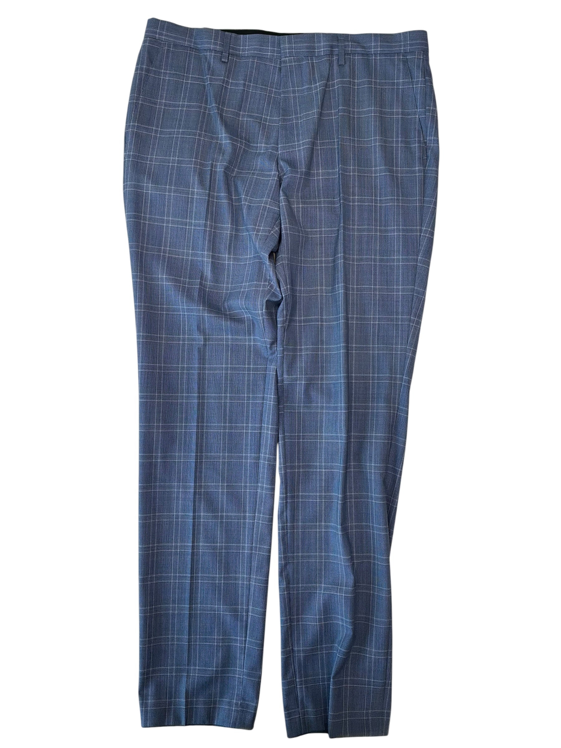 Hugo Boss Mens Slim fit Wool Dress Pants 44 / 35 Blue Plaid