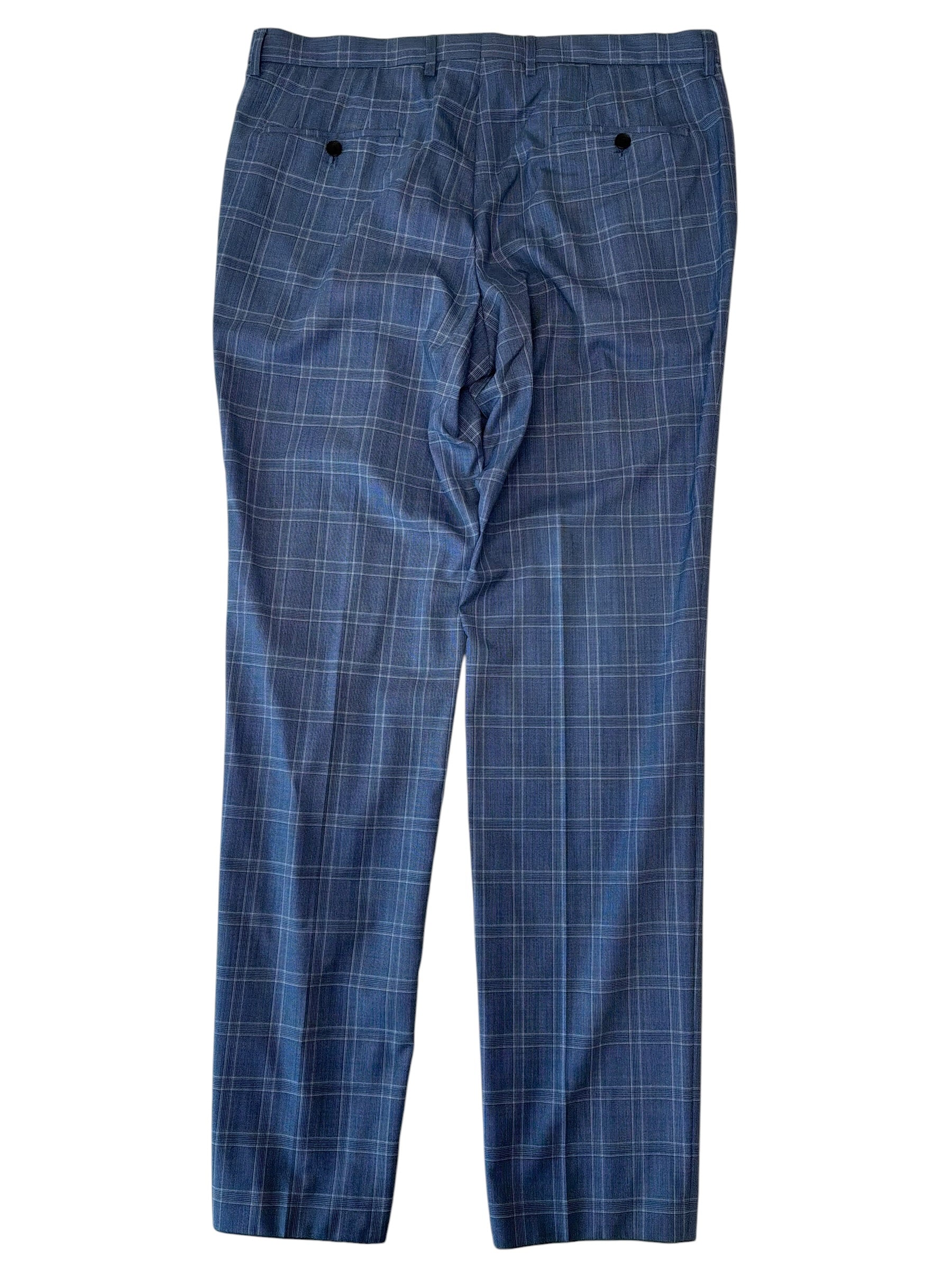 Hugo Boss Mens Slim fit Wool Dress Pants 44 / 35 Blue Plaid