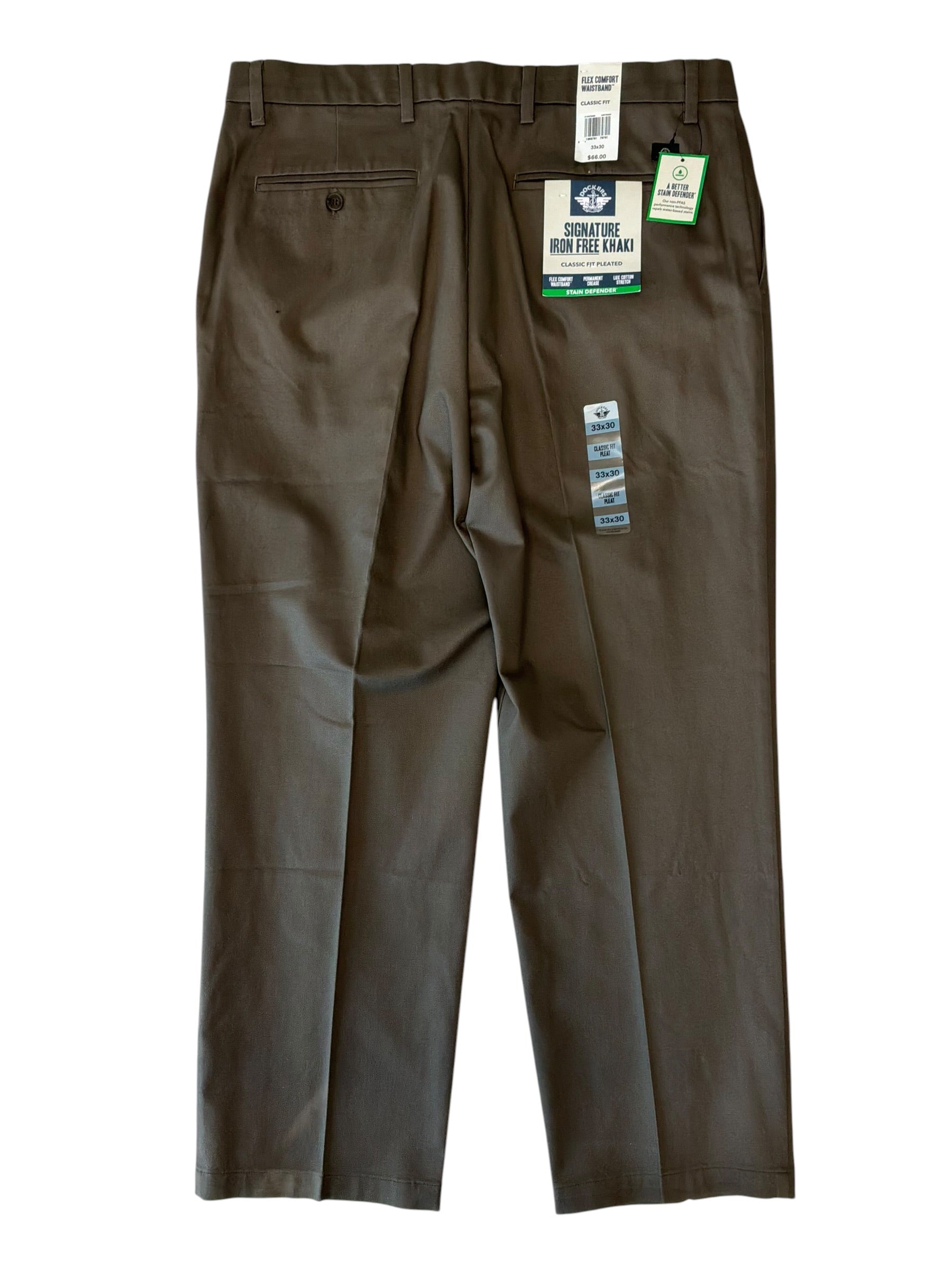 Dockers Mens Classic fit Cotton Dress Pants 33 / 30 Brown Solid
