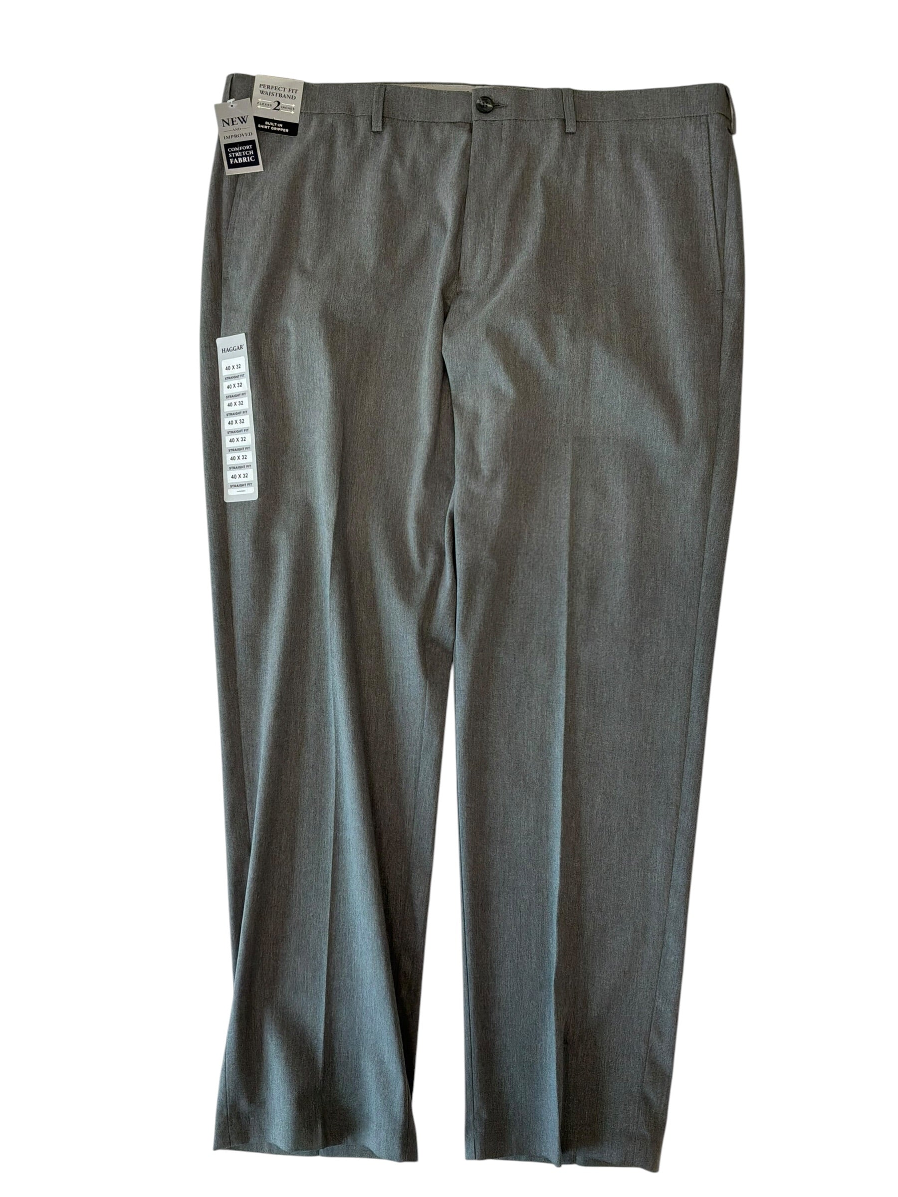 Haggar Mens Classic fit Cotton Dress Pants 40 / 32 Grey Solid