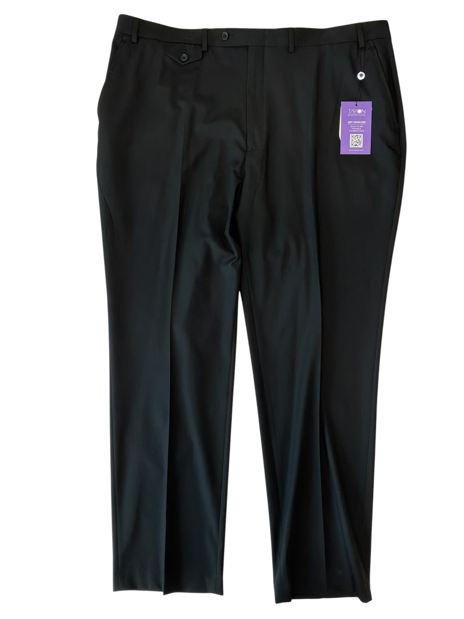 Tayion Mens Classic fit Dress Pants 42 / 32 Black Solid