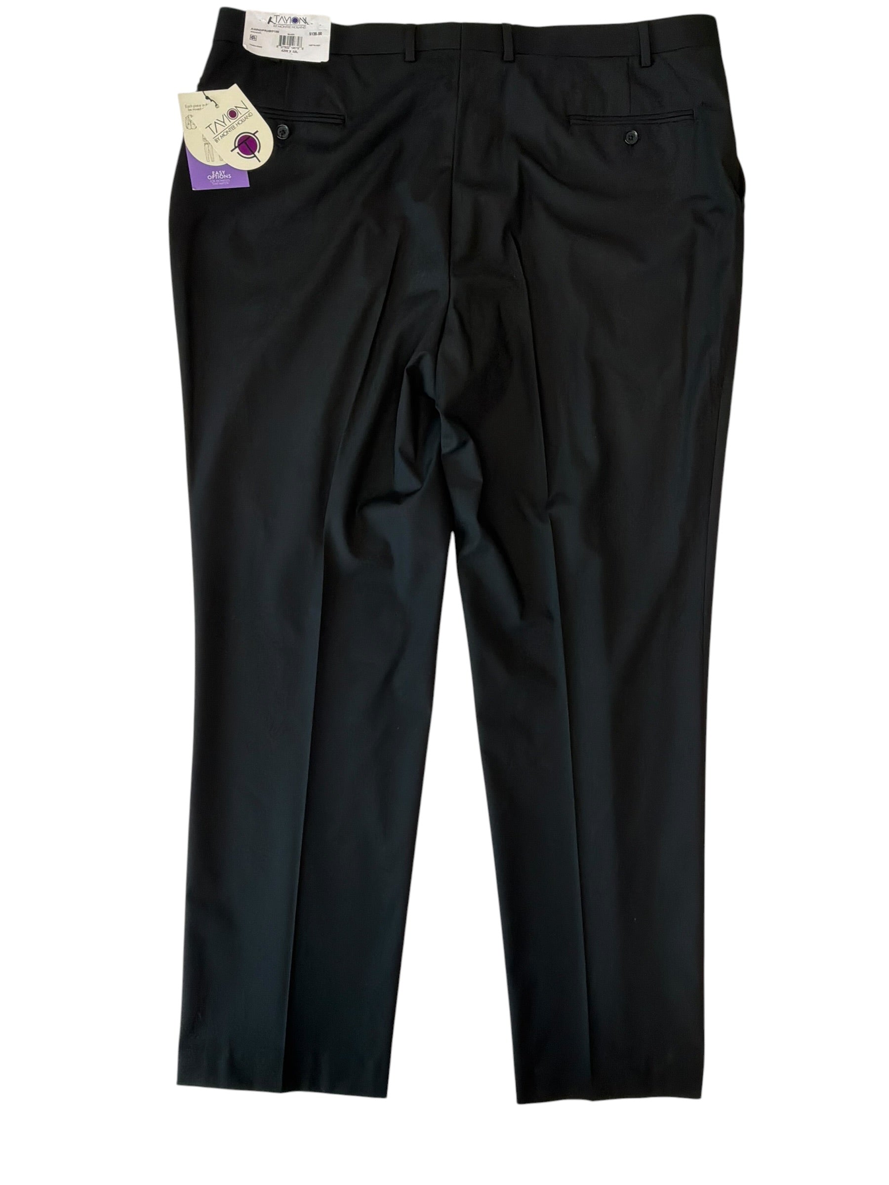Tayion Mens Classic fit Dress Pants 42 / 32 Black Solid