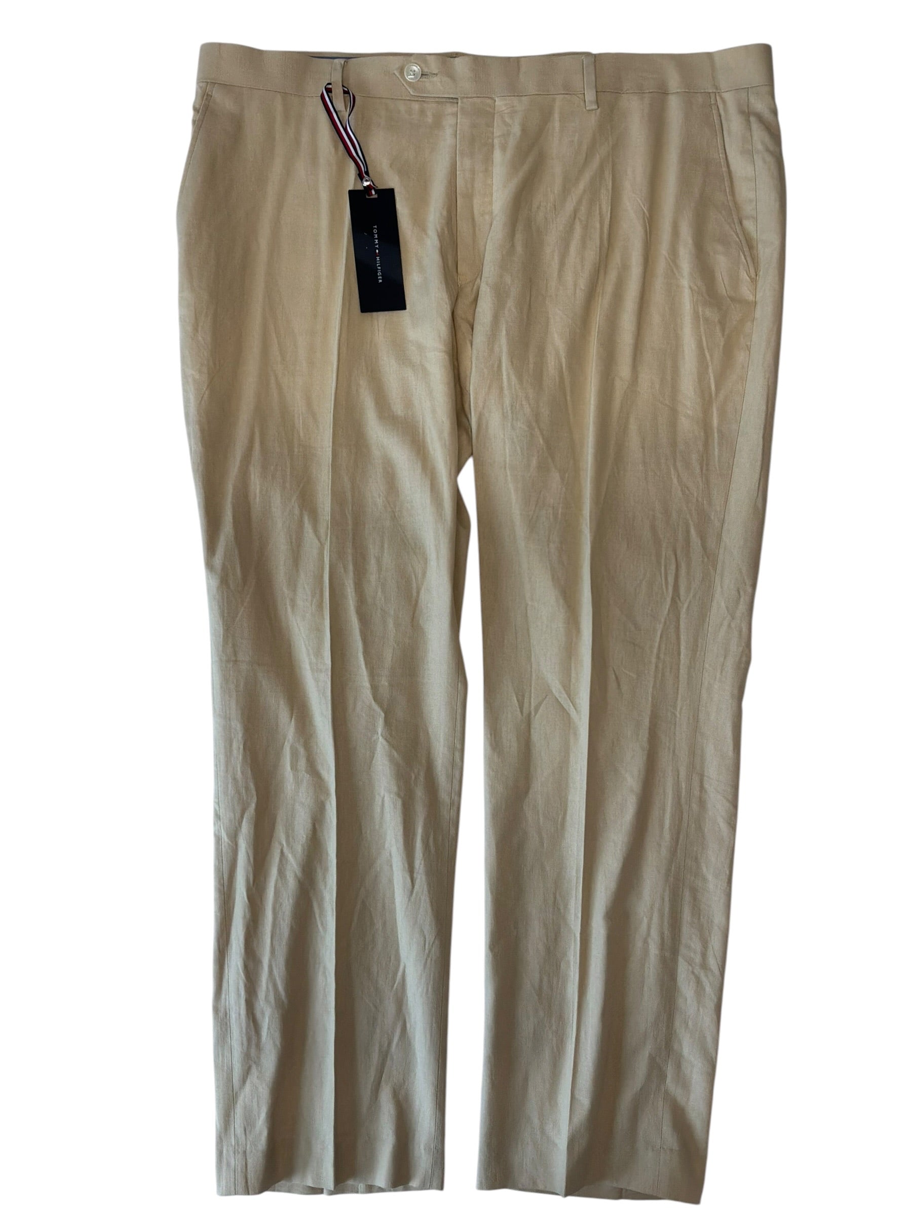 Tommy Hilfiger Mens Modern fit Linen 40 / 30 Beige Solid