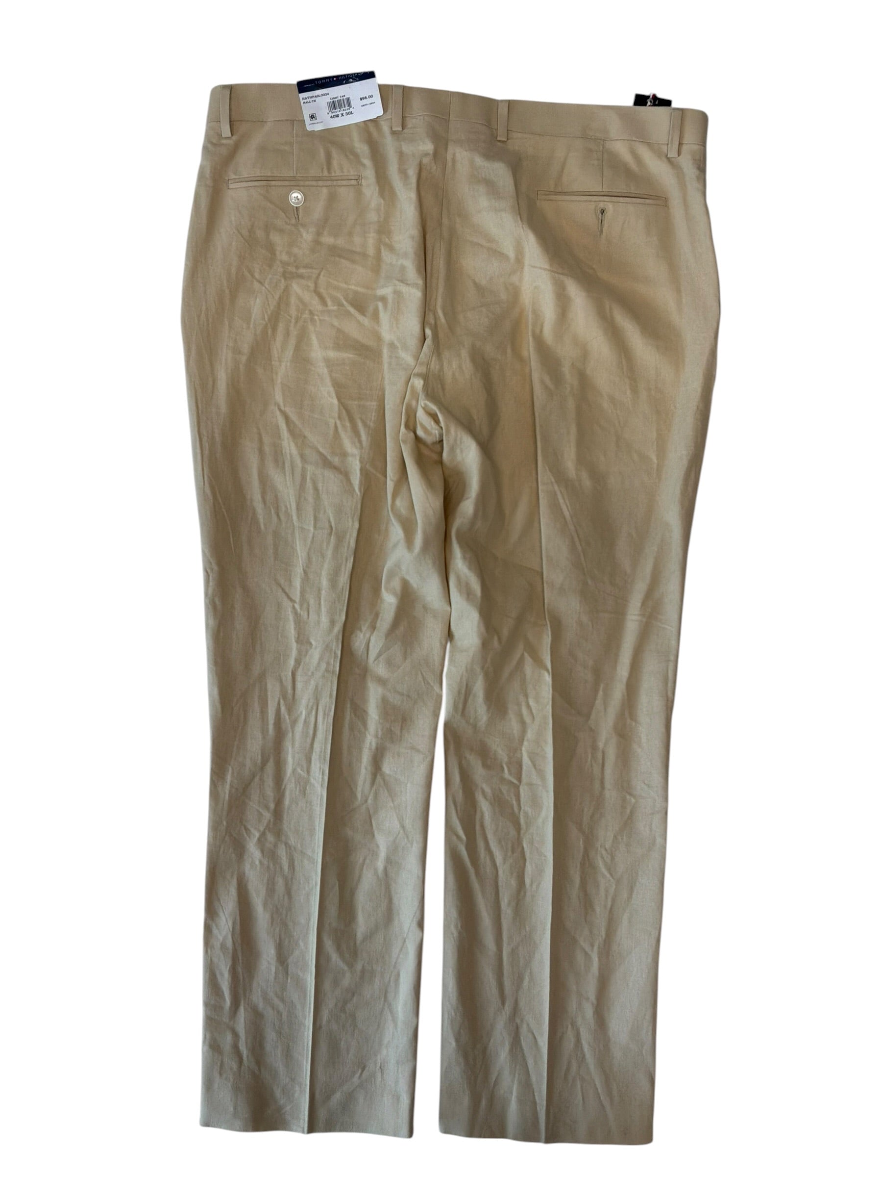 Tommy Hilfiger Mens Modern fit Linen 40 / 30 Beige Solid