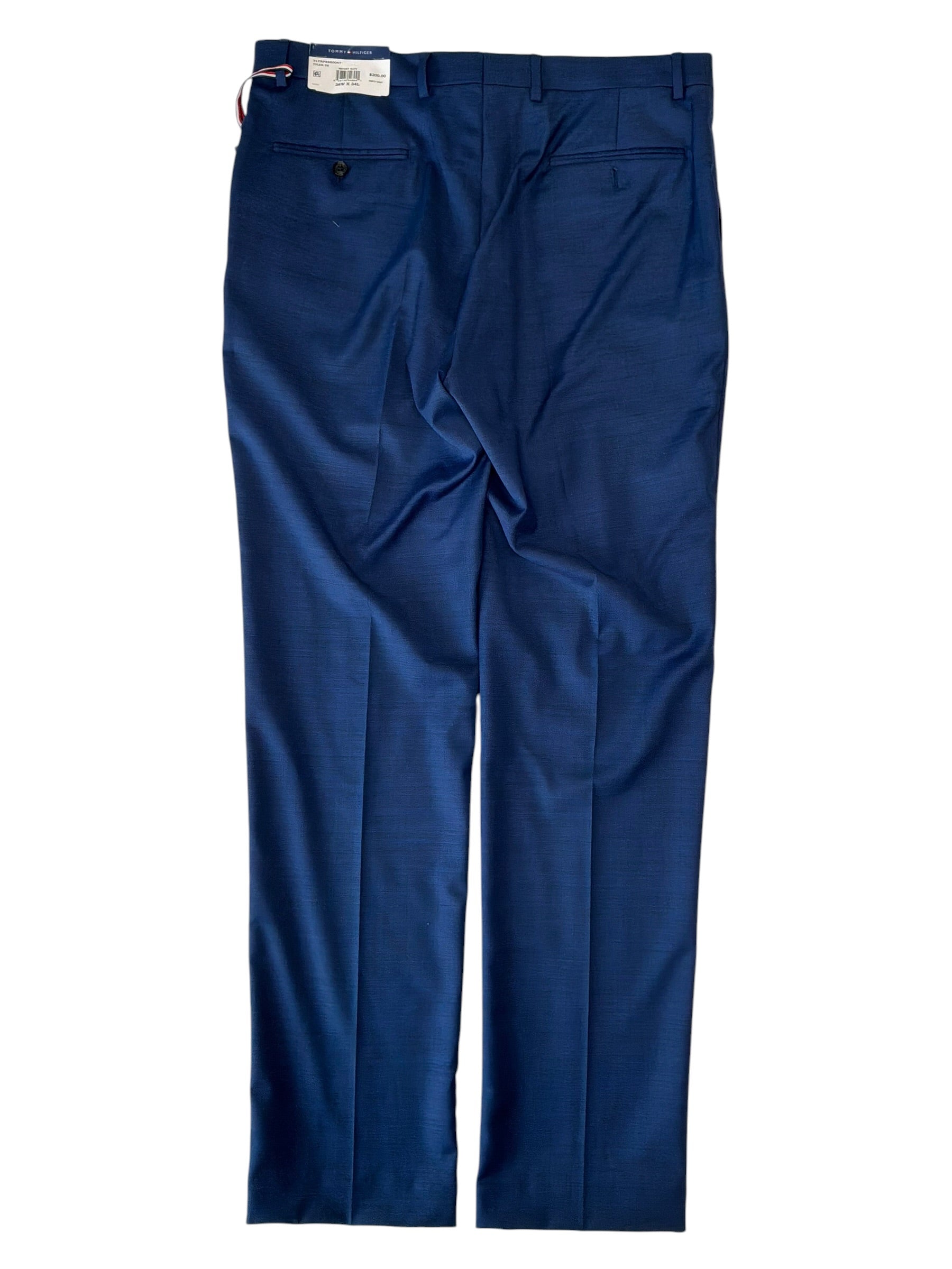 Tommy Hilfiger Mens Modern fit Wool Dress Pants 36 / 34 Blue Solid
