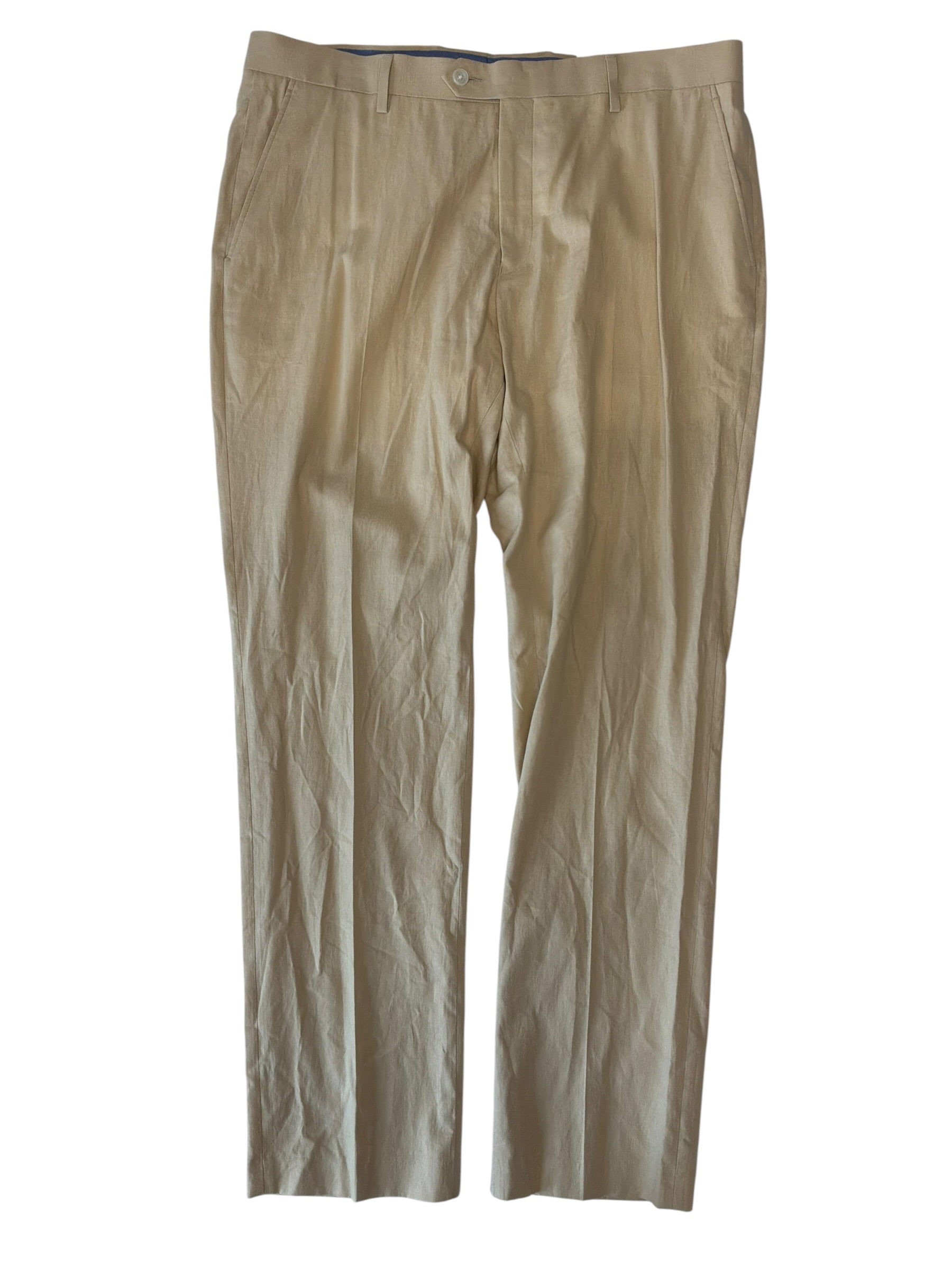 Tommy Hilfiger Mens Modern fit Linen Dress Pants 36 / 32 Beige Solid