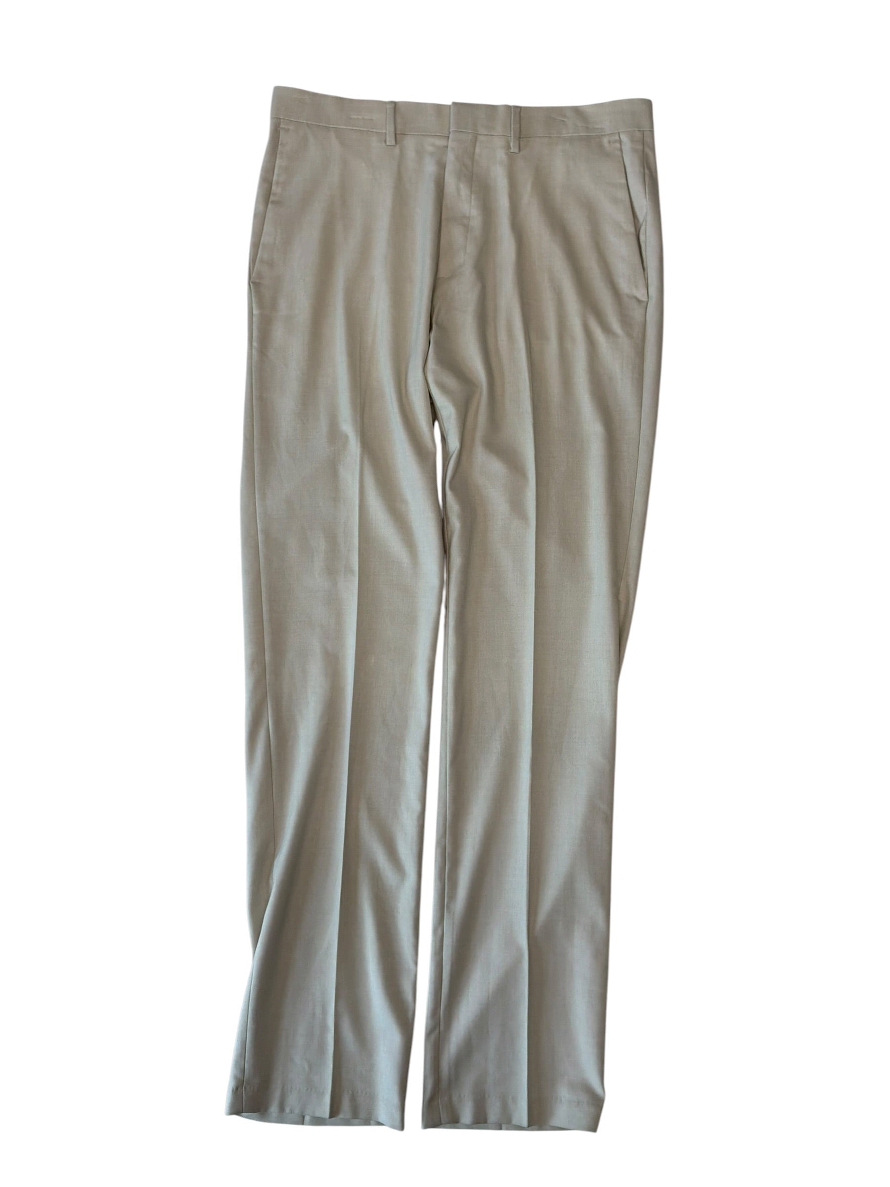 Kenneth Cole Mens Slim fit Dress Pants 34 / 34 Beige Solid