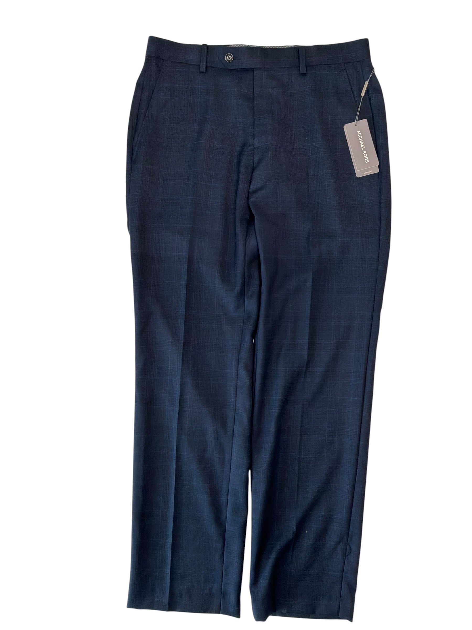 Michael Kors Mens Classic fit Wool Dress Pants 30 / 30 Blue Plaid