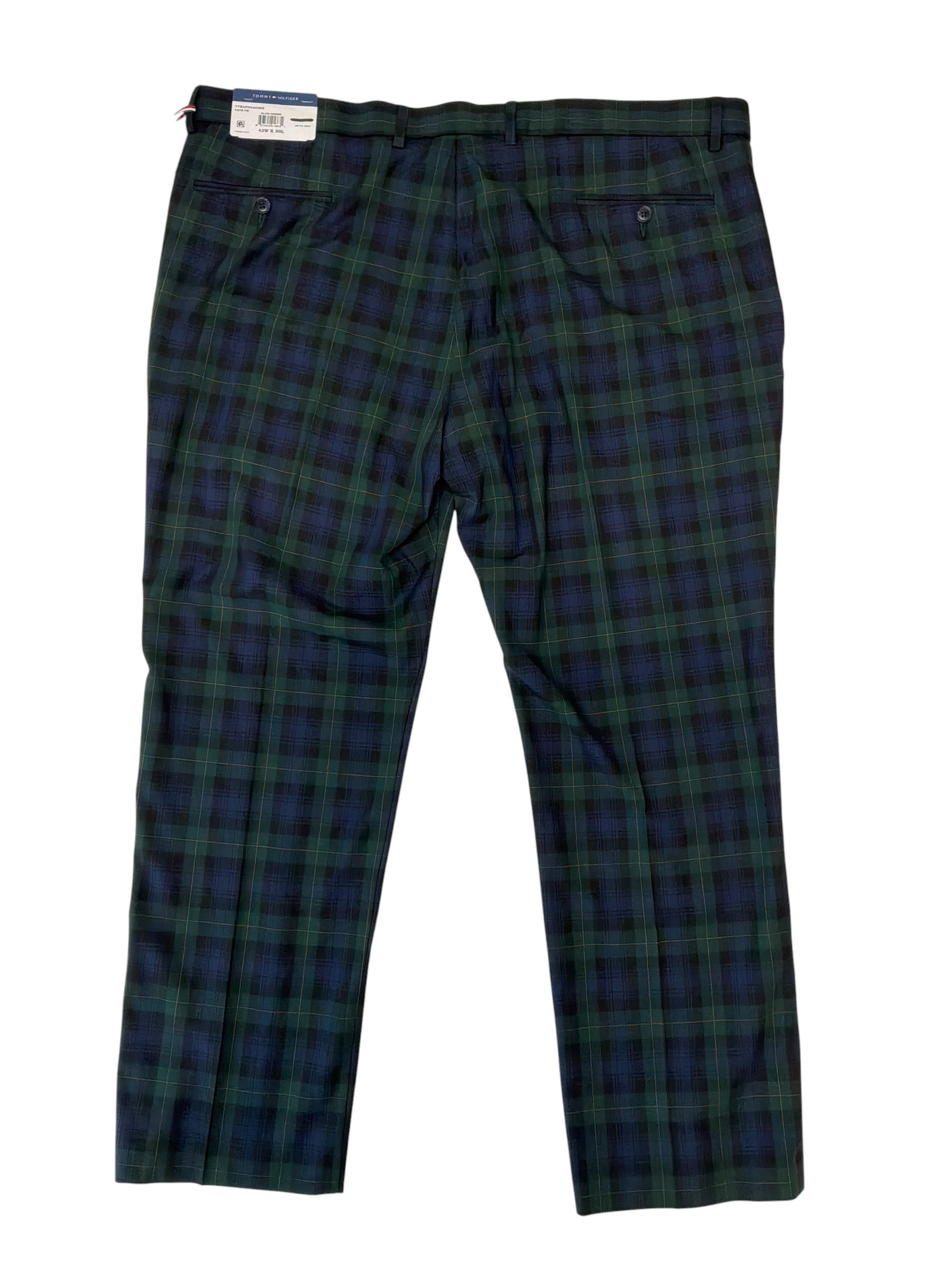 Tommy Hilfiger Mens Modern fit Dress Pants 42 / 30 Green Plaid