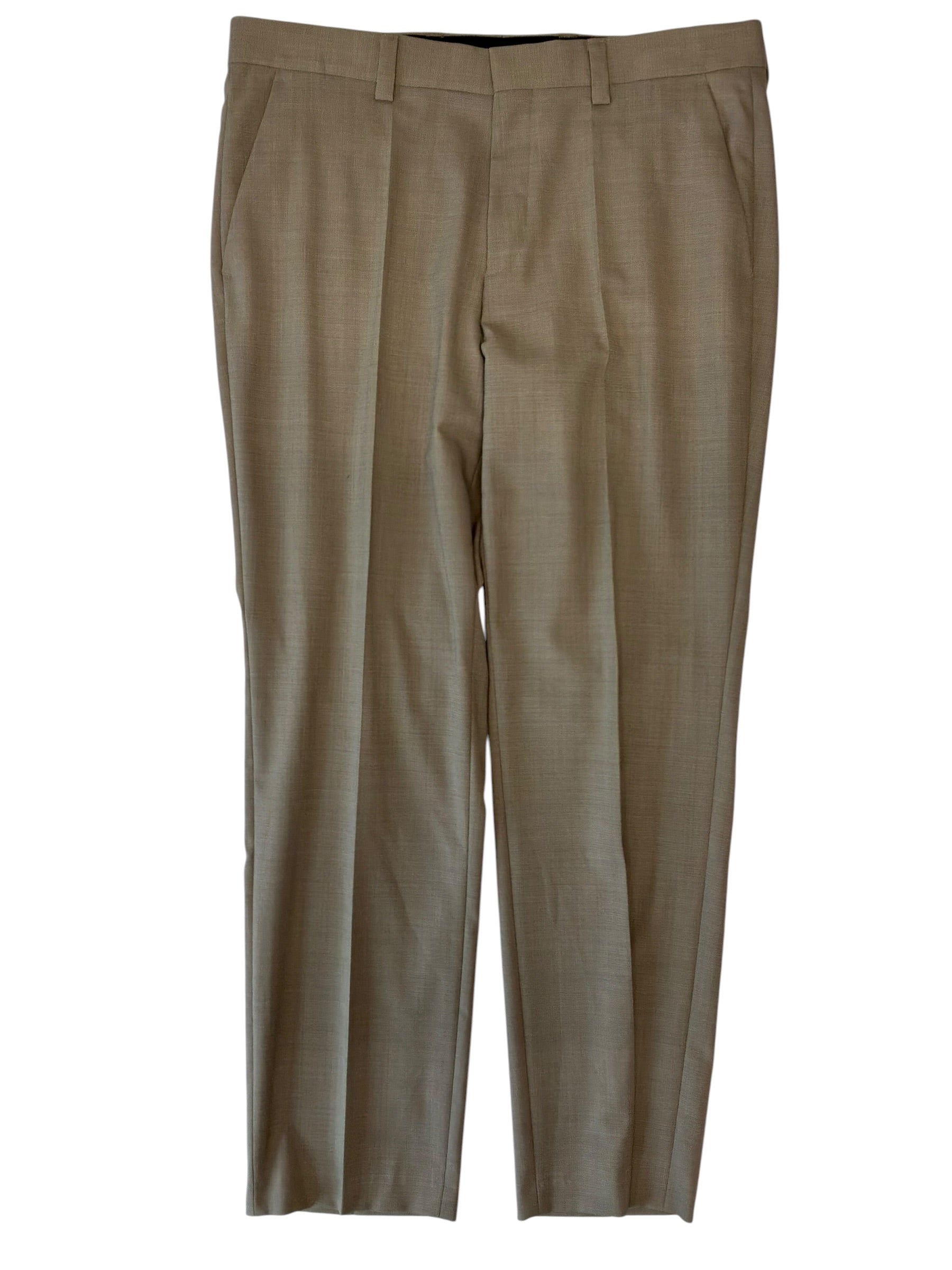 Hugo Boss Mens Modern fit Wool Dress Pants 34 / 30 Beige Solid
