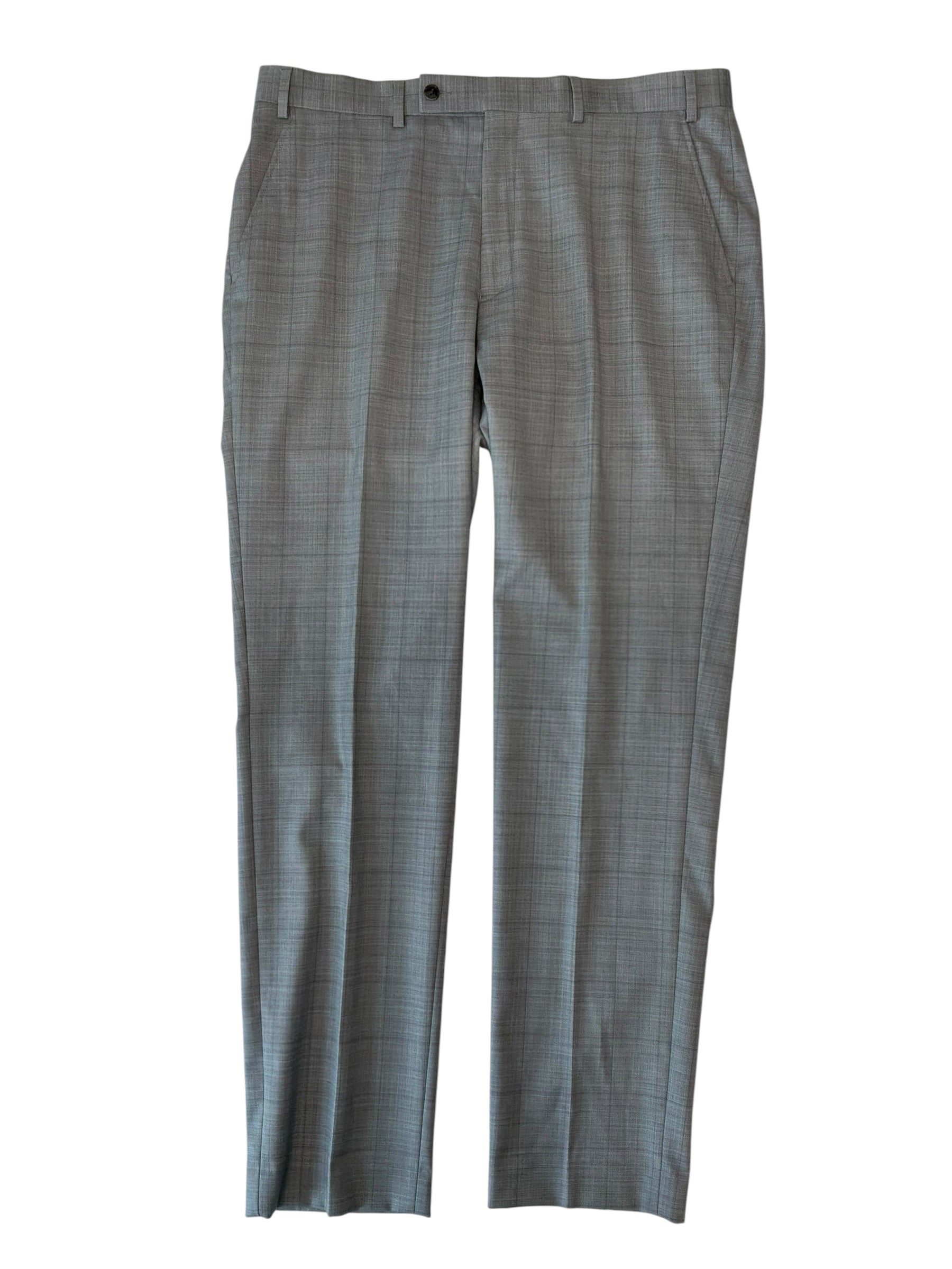 Calvin Klein Mens Slim fit Wool Dress Pants 36 / 32 Grey Plaid