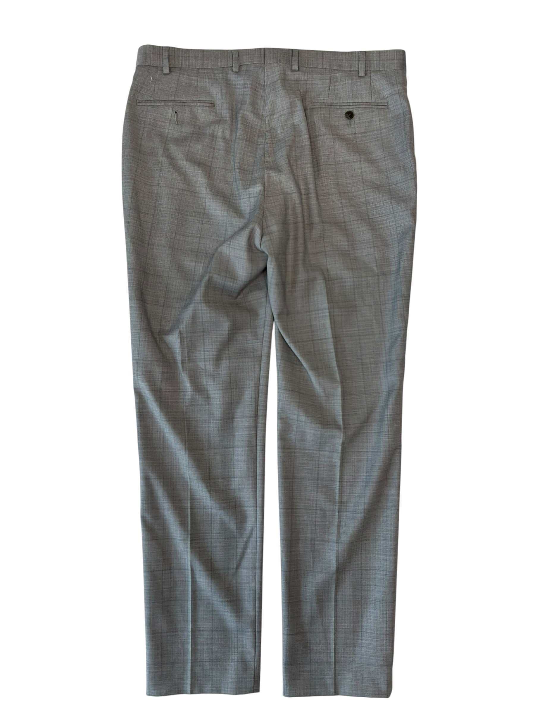 Calvin Klein Mens Slim fit Wool Dress Pants 36 / 32 Grey Plaid