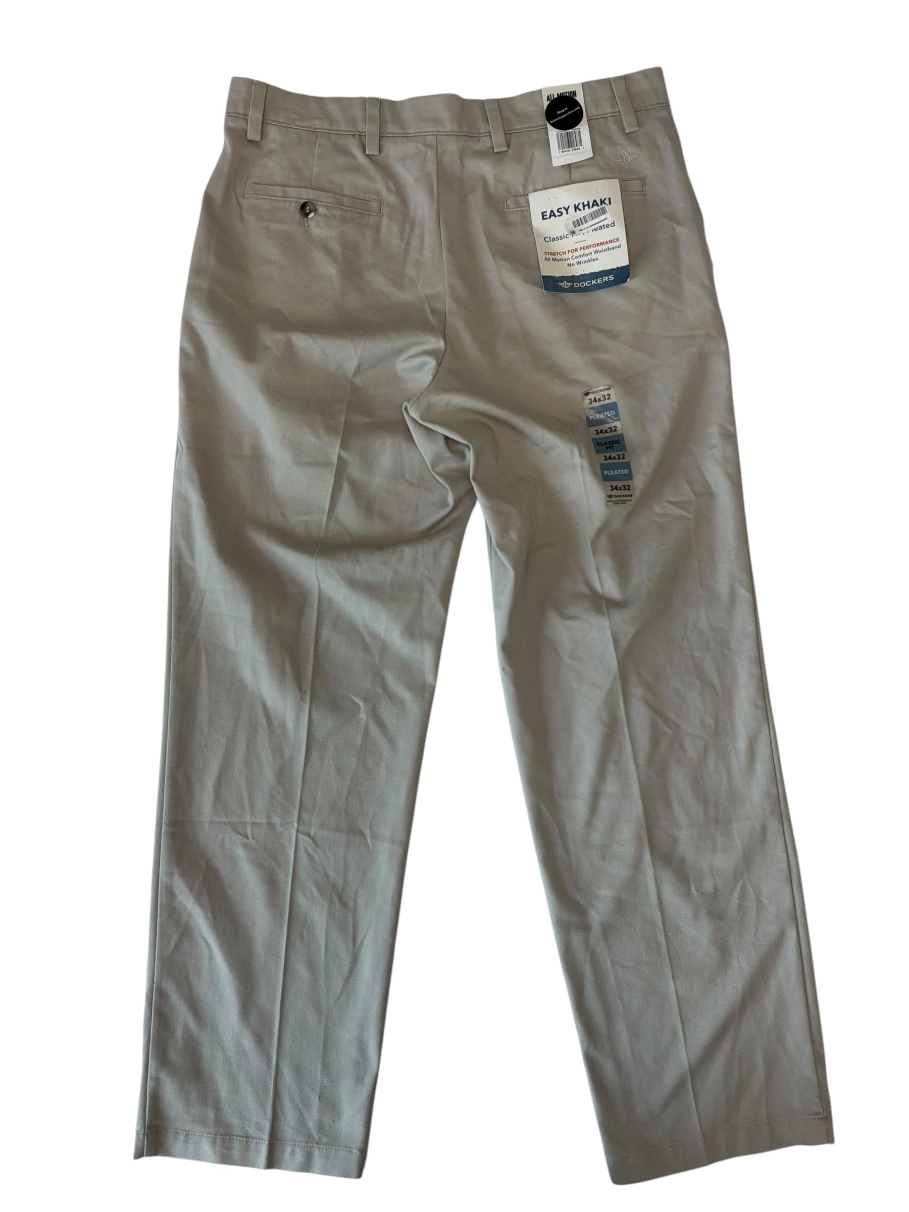 Dockers Mens Classic fit Cotton Dress Pants 34 / 32 Beige Solid