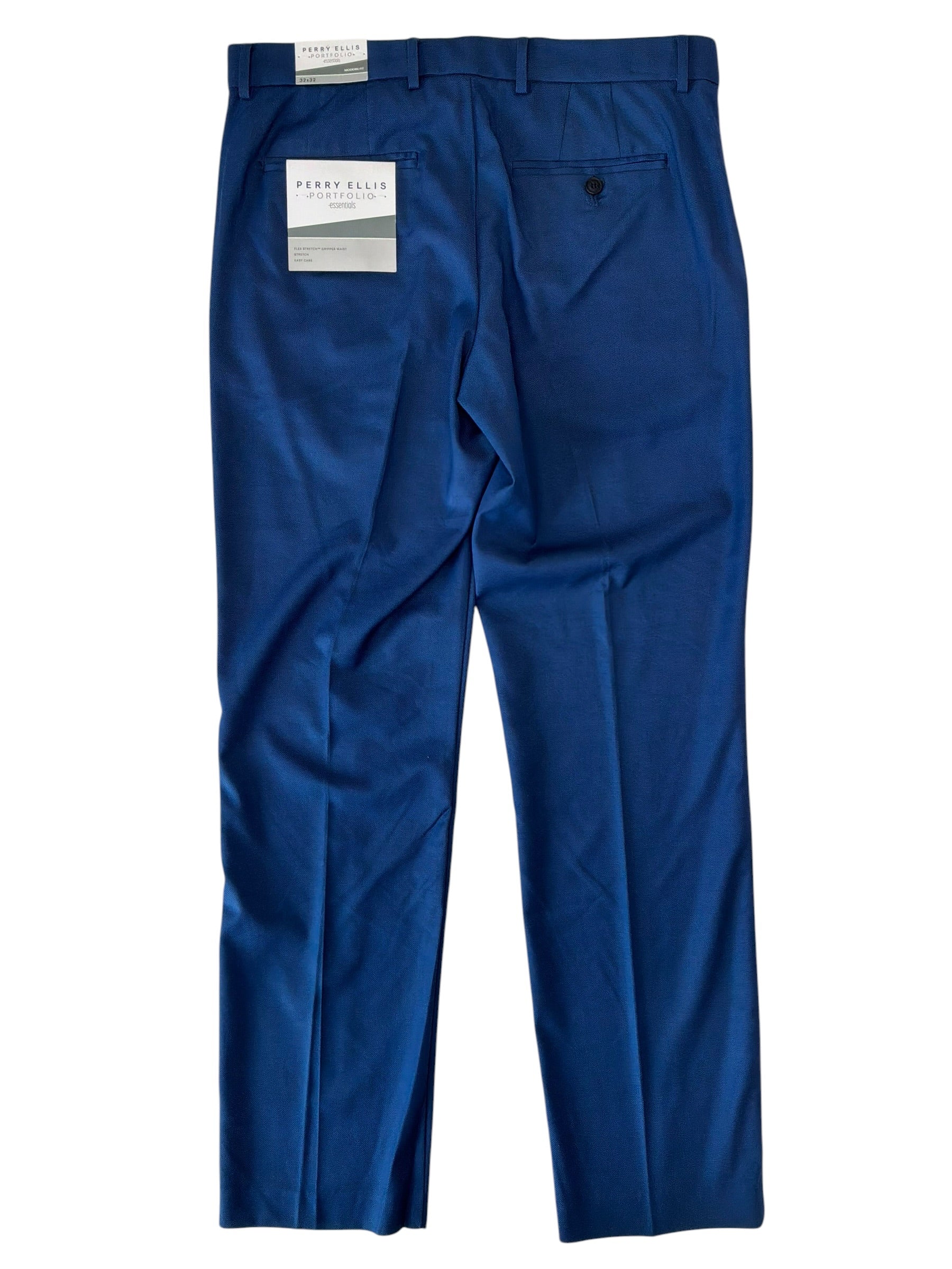 Perry Ellis Mens Slim fit Dress Pants 32 / 32 Blue Solid