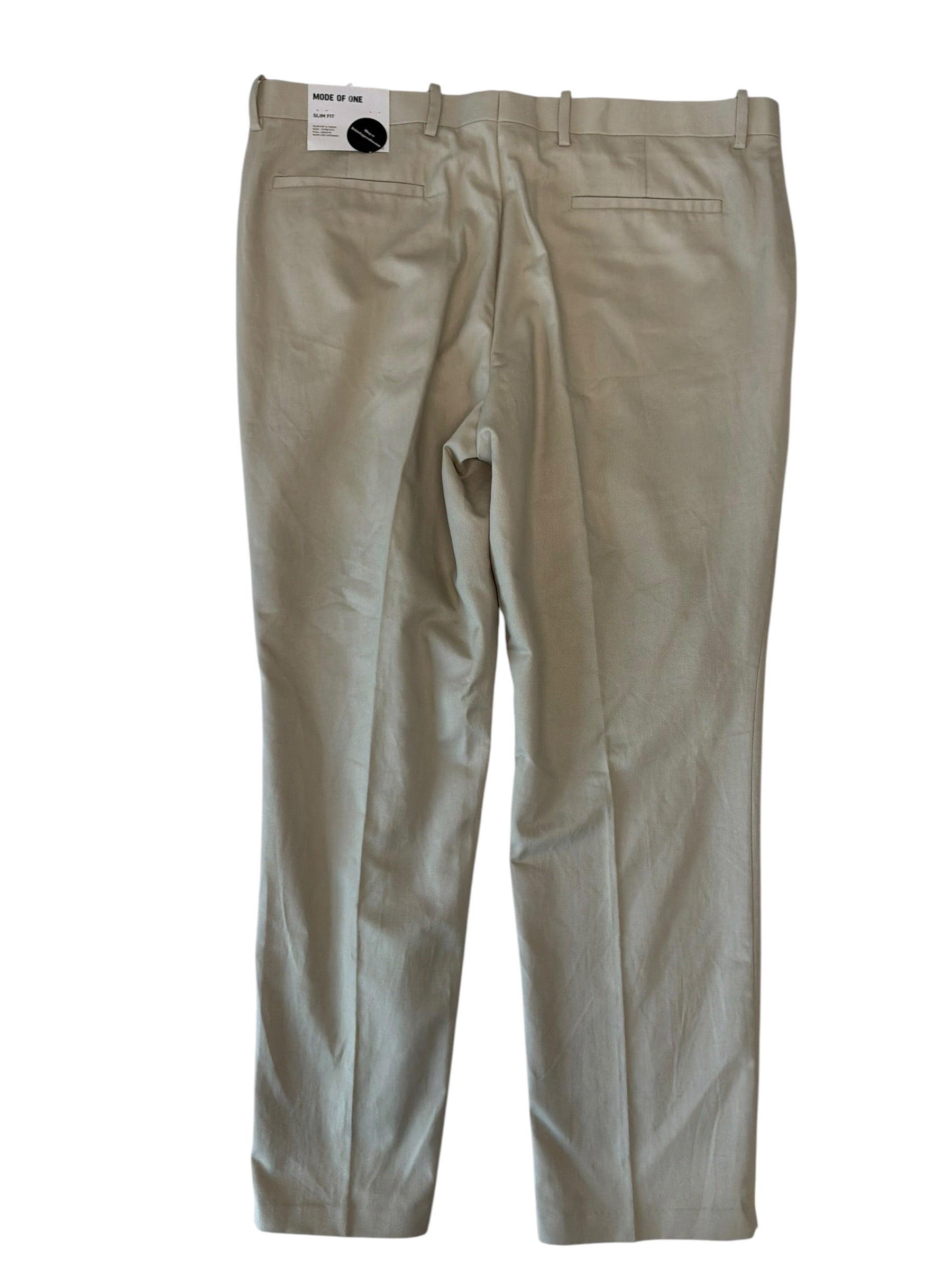 Mode of One Mens Slim fit Cotton Dress Pants 38 / 30 Beige Solid