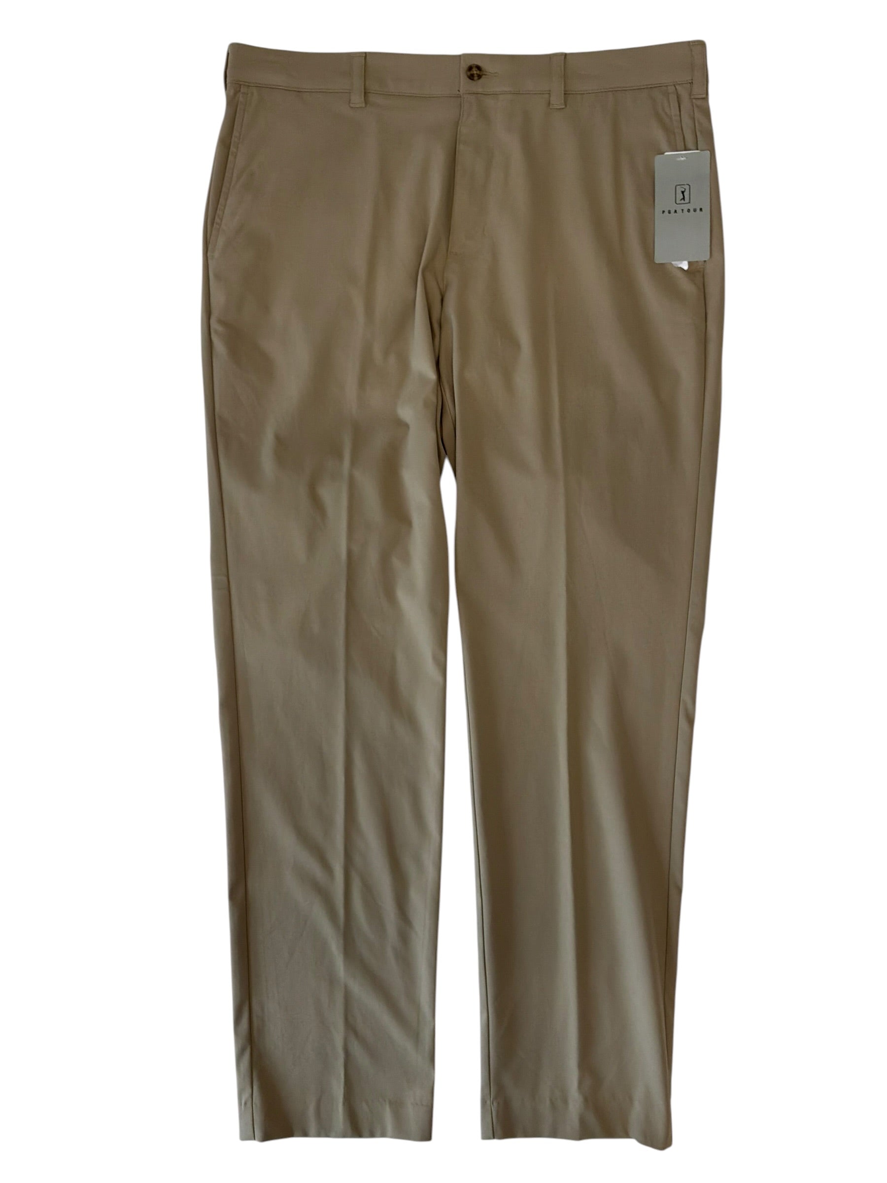 PGA Mens Regular fit golf Pants 34 / 32 Beige Solid