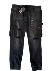 Blu Ice Mens Classic fit Cotton Jeans XXL /  Black Solid