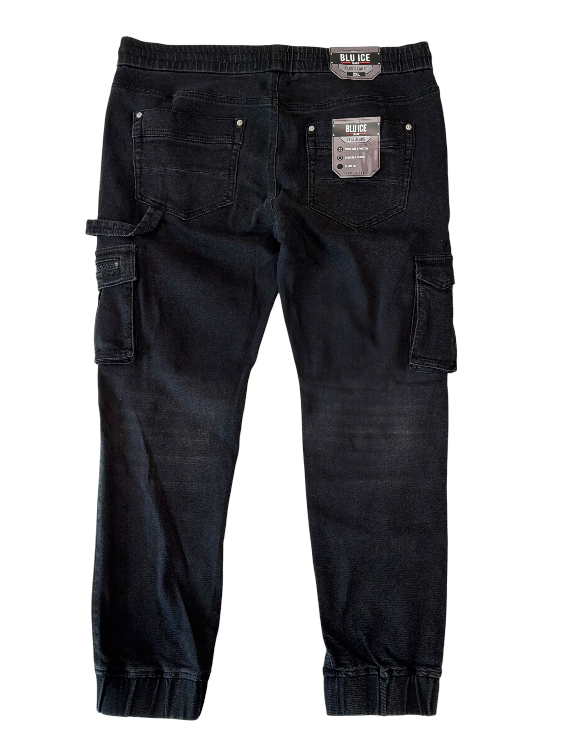 Blu Ice Mens Classic fit Cotton Jeans XXL /  Black Solid