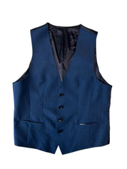 Hugo Boss Mens Slim fit Suit Vest Vest 38R Blue Solid