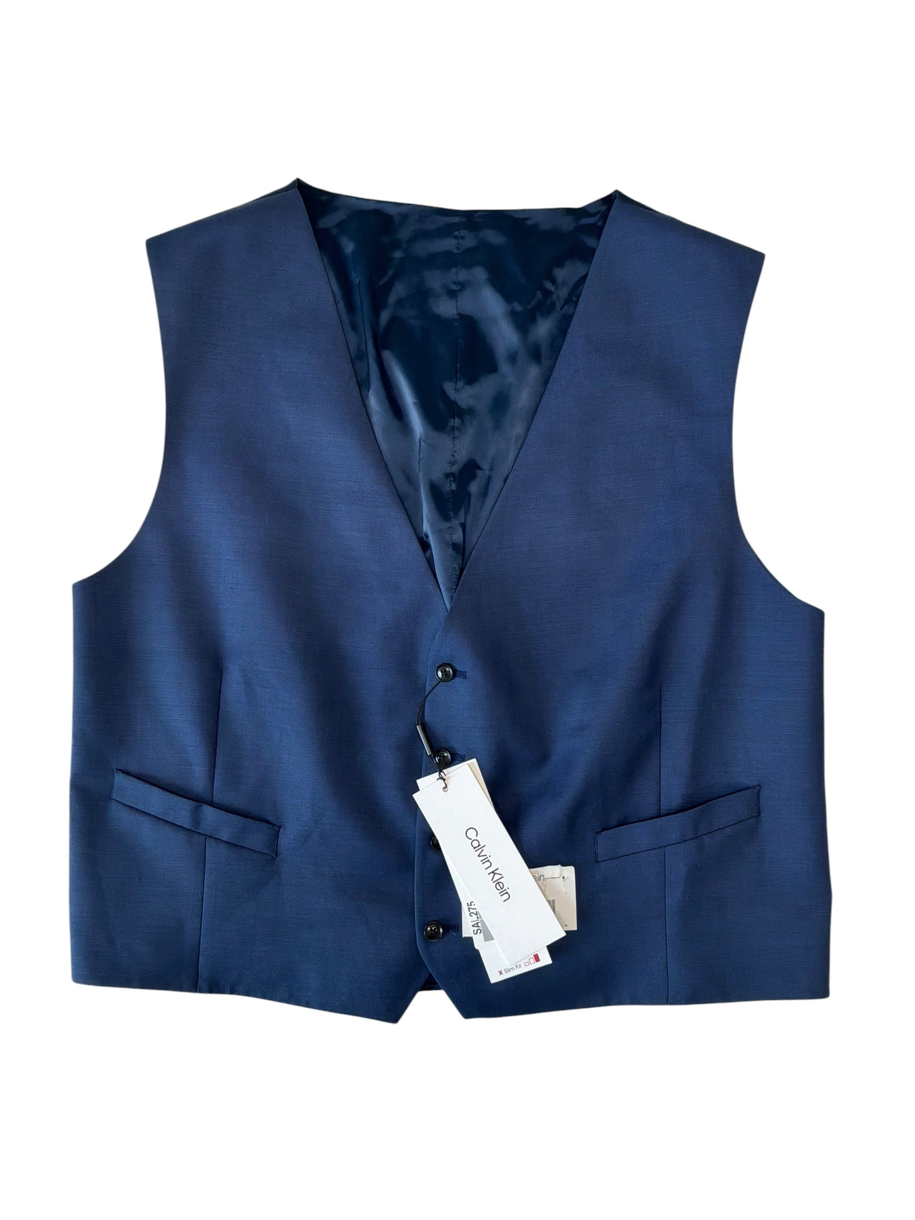 Calvin Klein Mens Slim fit Wool Suit Vest Vest XXXL XXXL Blue Solid