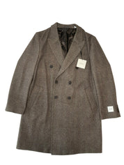Calvin Klein Mens Modern fit Wool Overcoat Coat 44 R Brown Herringbone