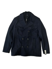 Kenneth Cole Mens Slim fit Wool Peacoat Coat Medium Navy Blue Solid