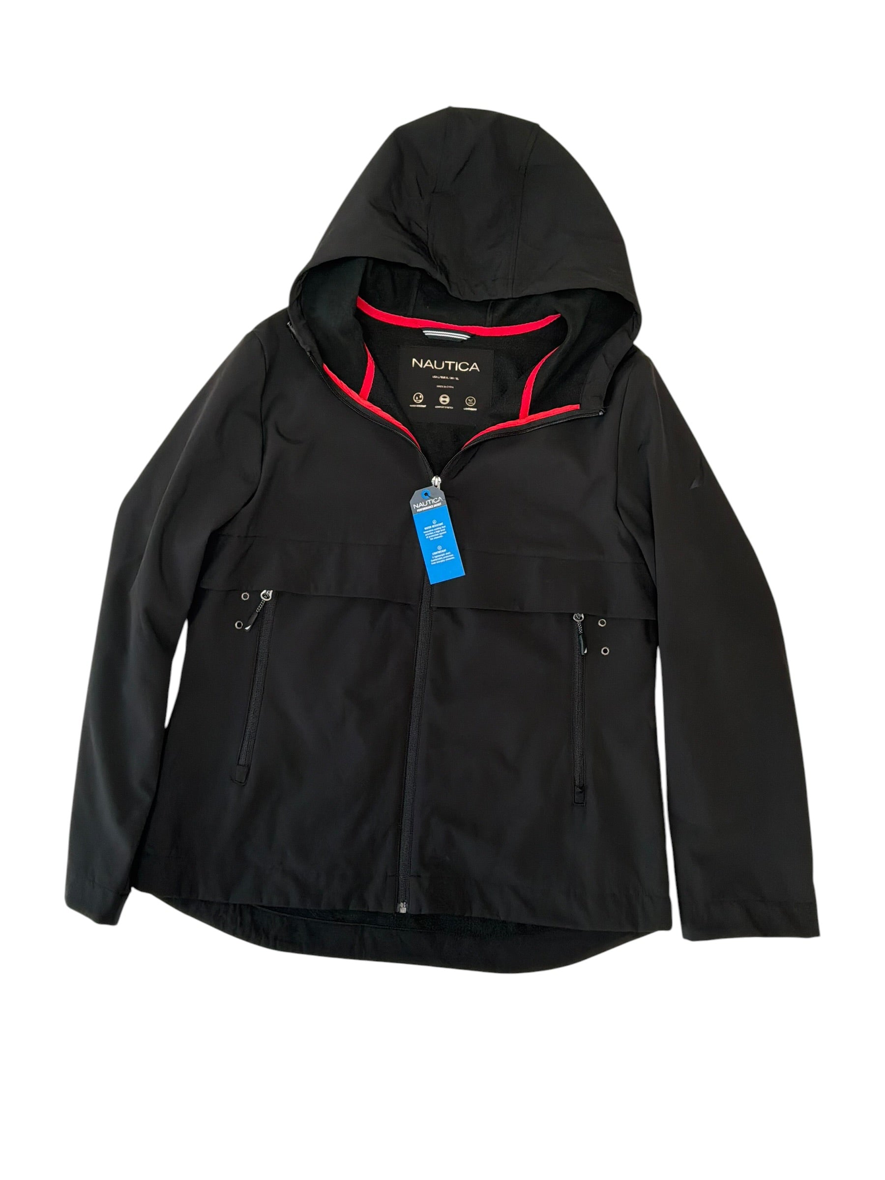 Nautica Mens Regular fit Raincoat Coat Large Black Solid