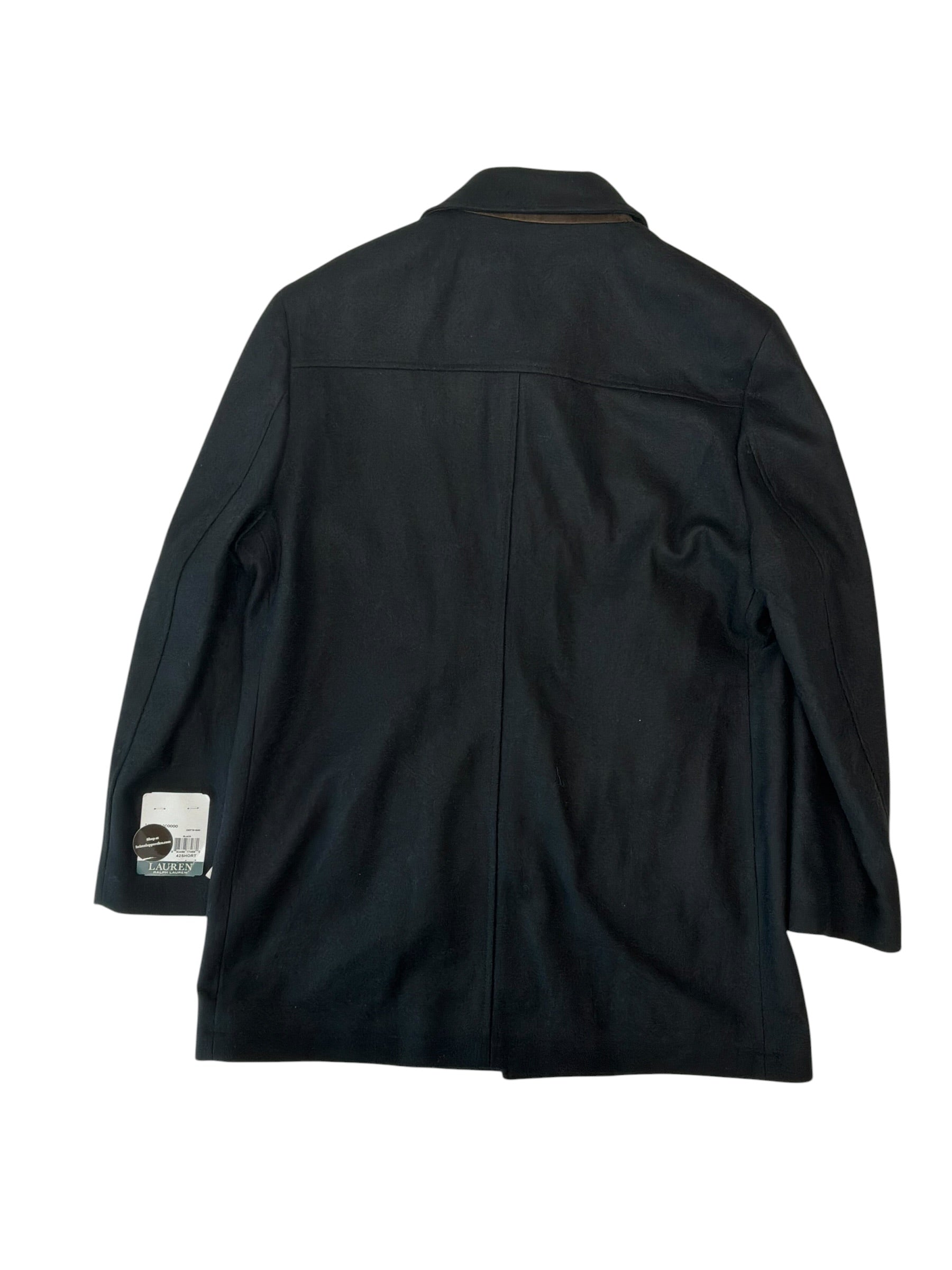 Lauren Ralph Lauren Mens Regular fit Wool Overcoat Coat 42 S Black Solid