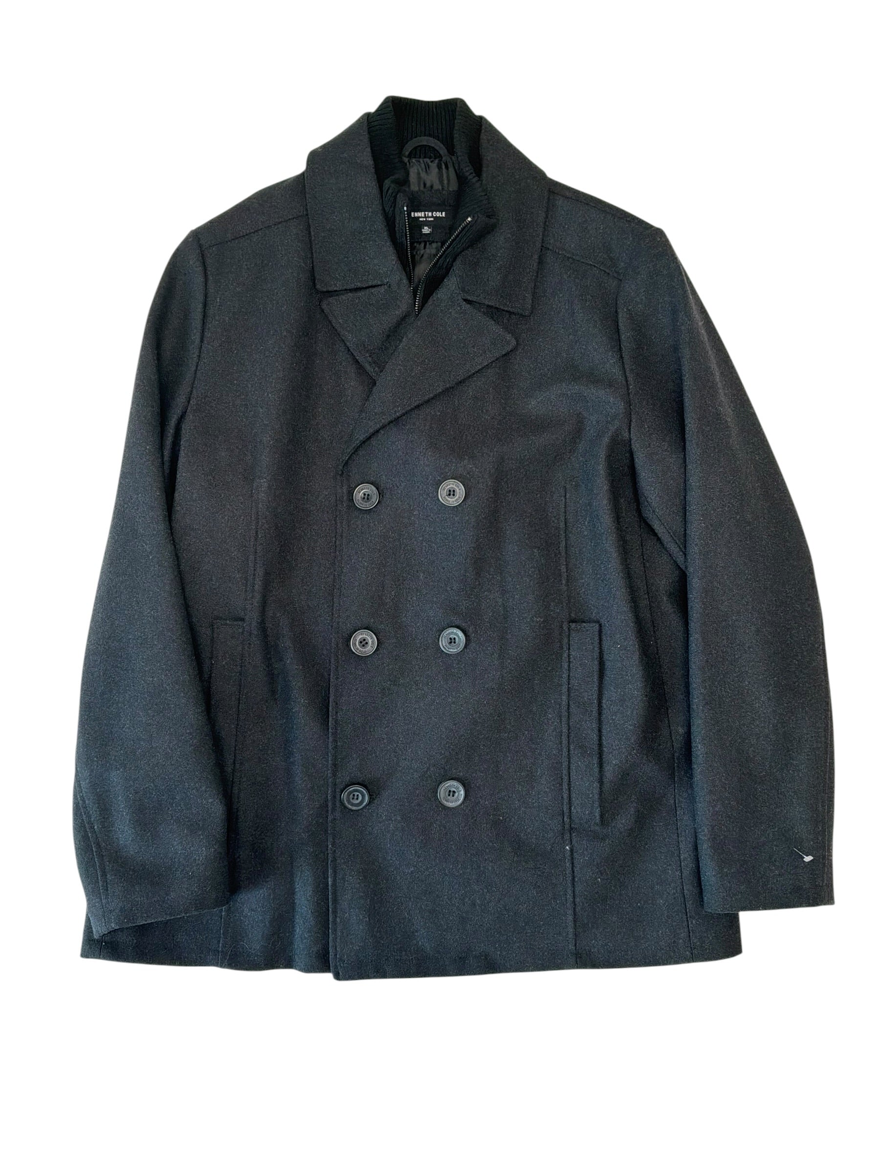 Kenneth Cole Mens Slim fit Overcoat Coat XL Dark Grey Solid