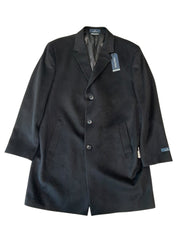 Nautica Mens Modern fit Wool Overcoat Coat 46 R Black Solid