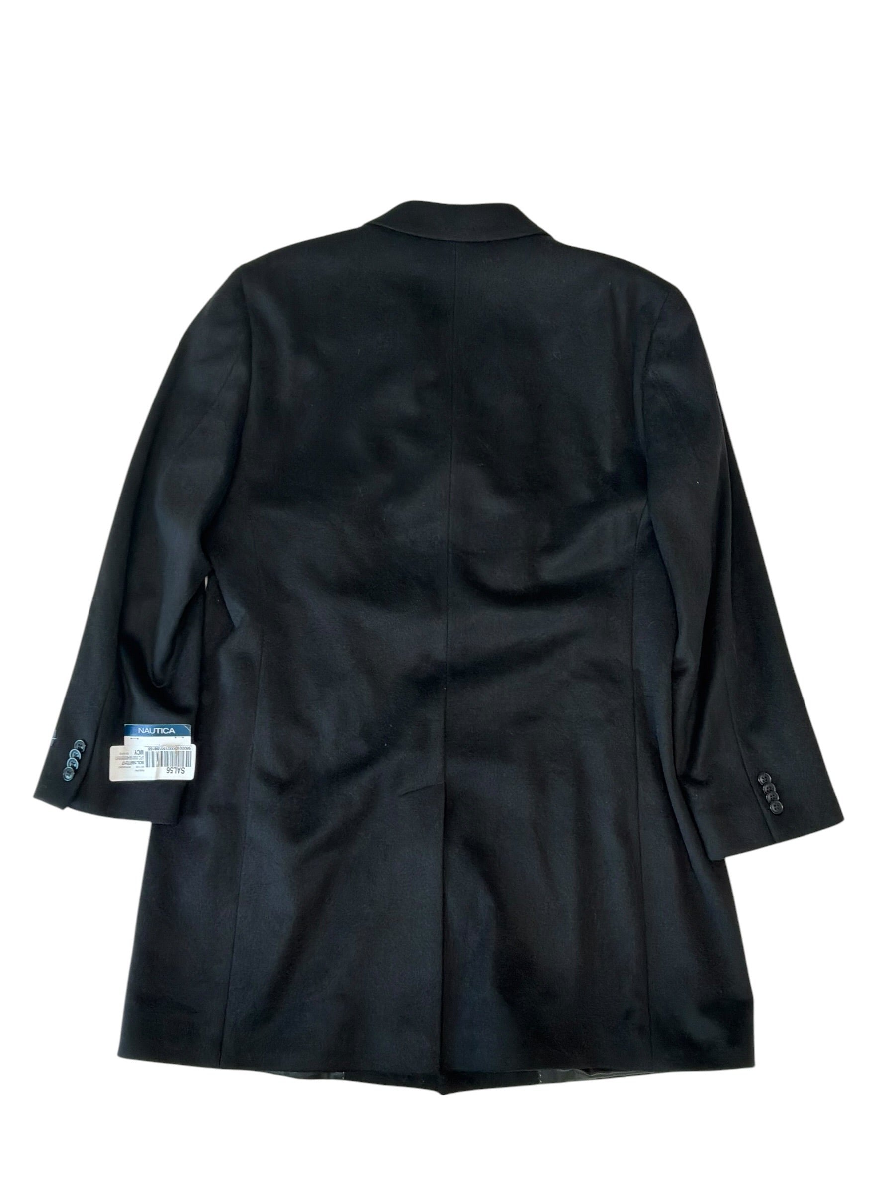 Nautica Mens Modern fit Wool Overcoat Coat 46 R Black Solid