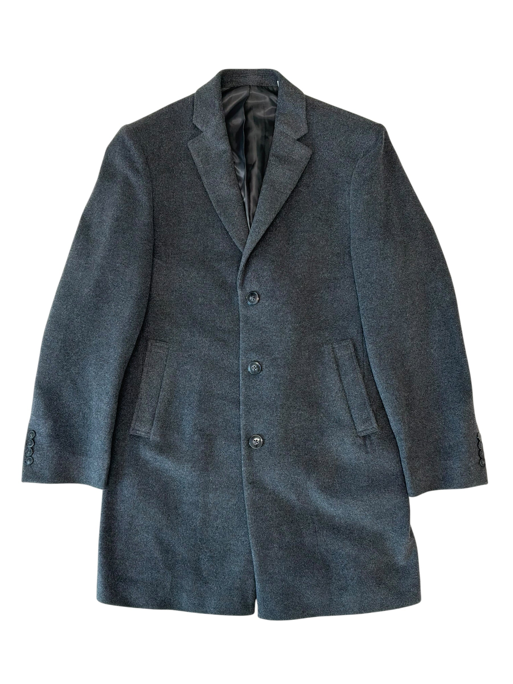 Calvin Klein Mens Slim fit Wool Overcoat Coat 40 L Grey Solid