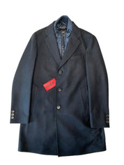 Hugo Boss Mens Slim fit Wool Overcoat Coat 38 R Blue Solid