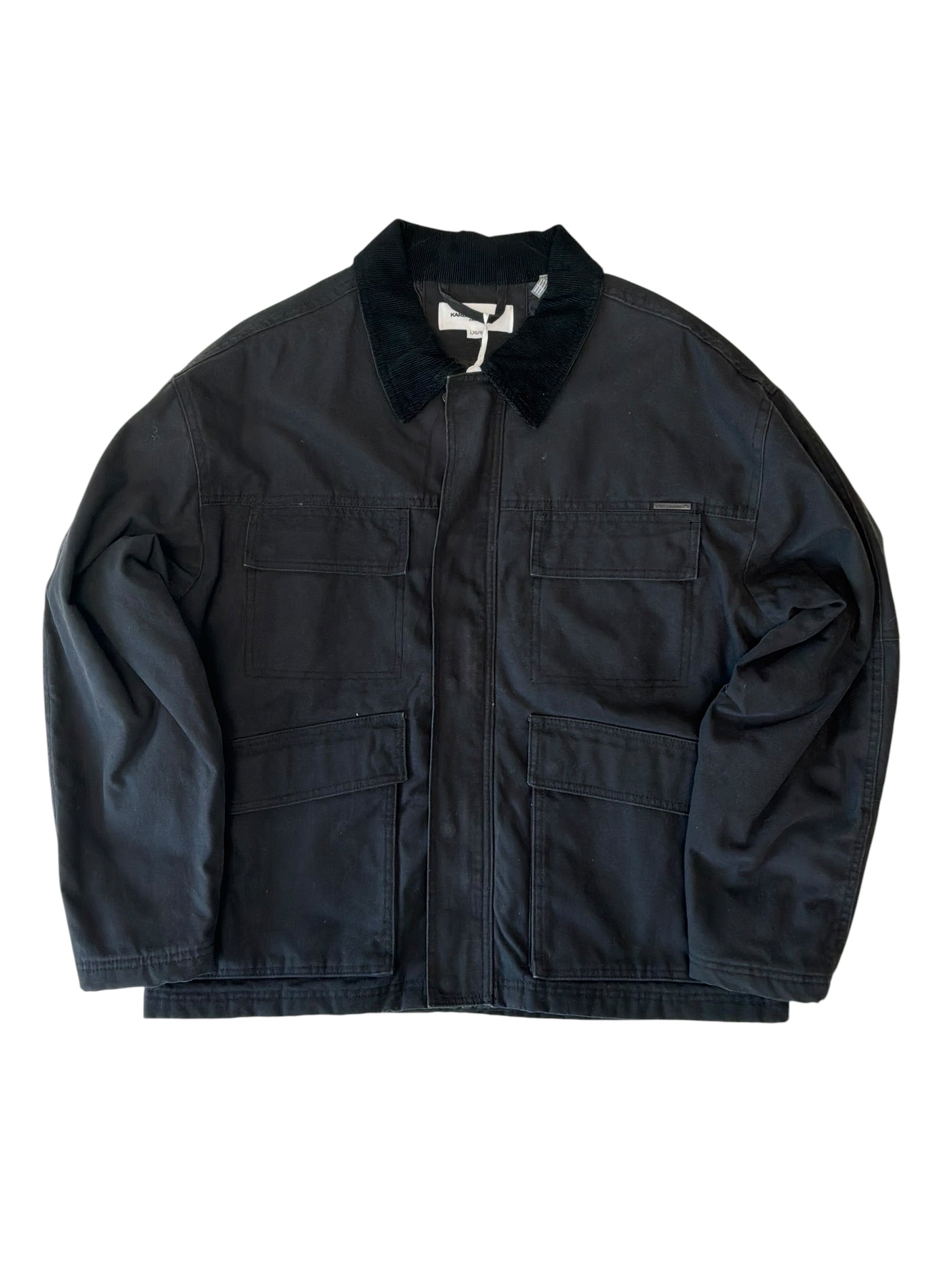 Karl Lagerfeld Mens Regular fit Cotton Utility Jacket Coat Large Black Solid