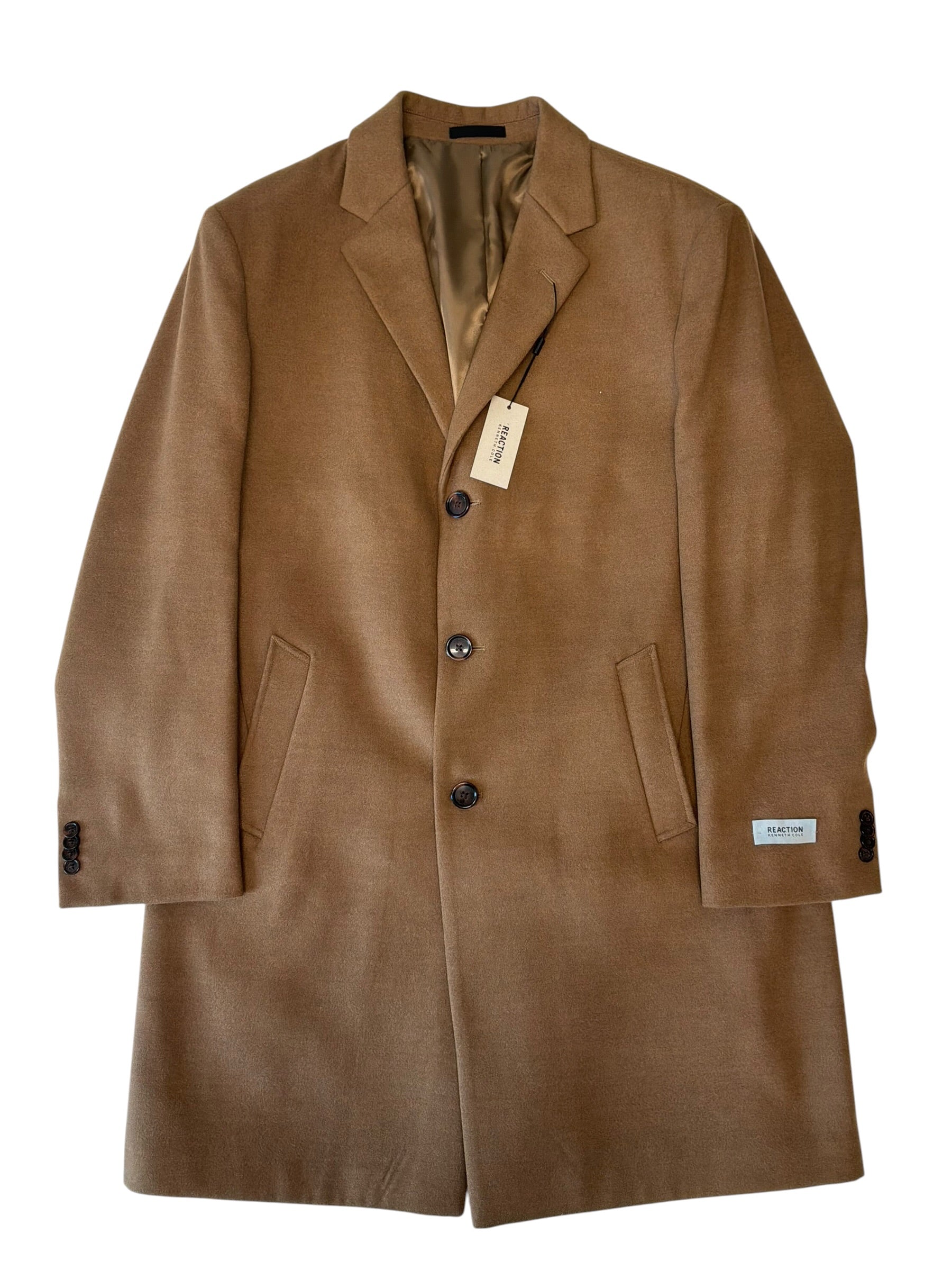 Kenneth Cole Mens Regular fit Overcoat Coat 44 R Brown Solid