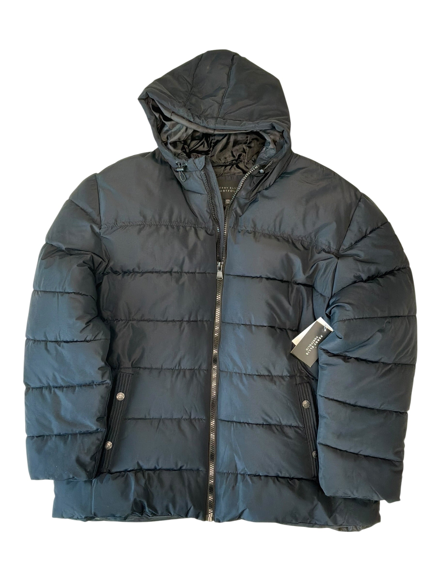 Perry Ellis Mens Regular fit Puffer Jacket Coat XXL Black Solid