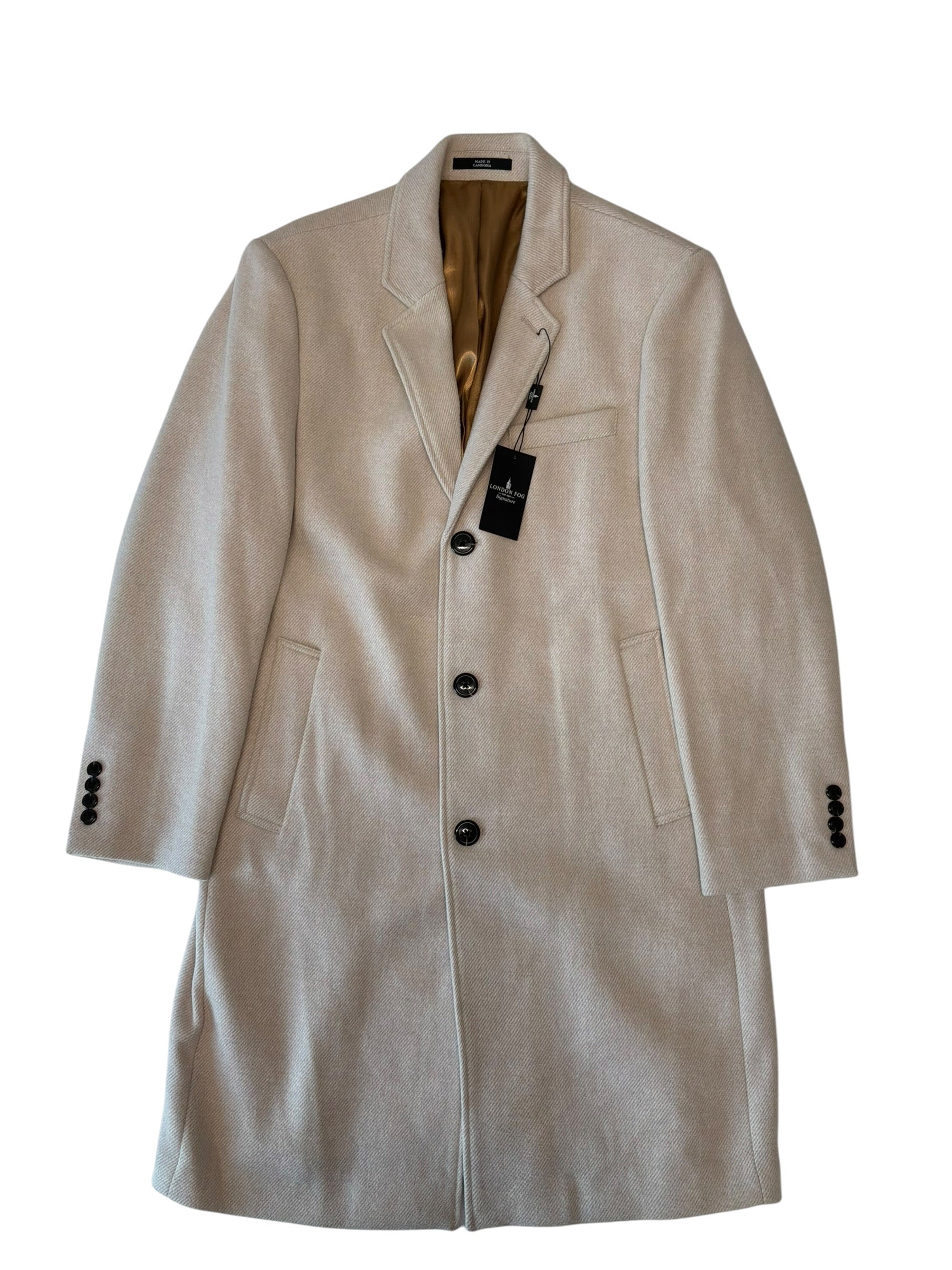 London Fog Mens Regular fit Wool Overcoat Coat 38 R Tan Solid