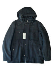 Cole Haan Mens Regular fit Wool Hooded Coat XL Black Solid