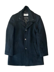 Calvin Klein Mens Slim fit Wool Overcoat Coat 36 R Black Solid
