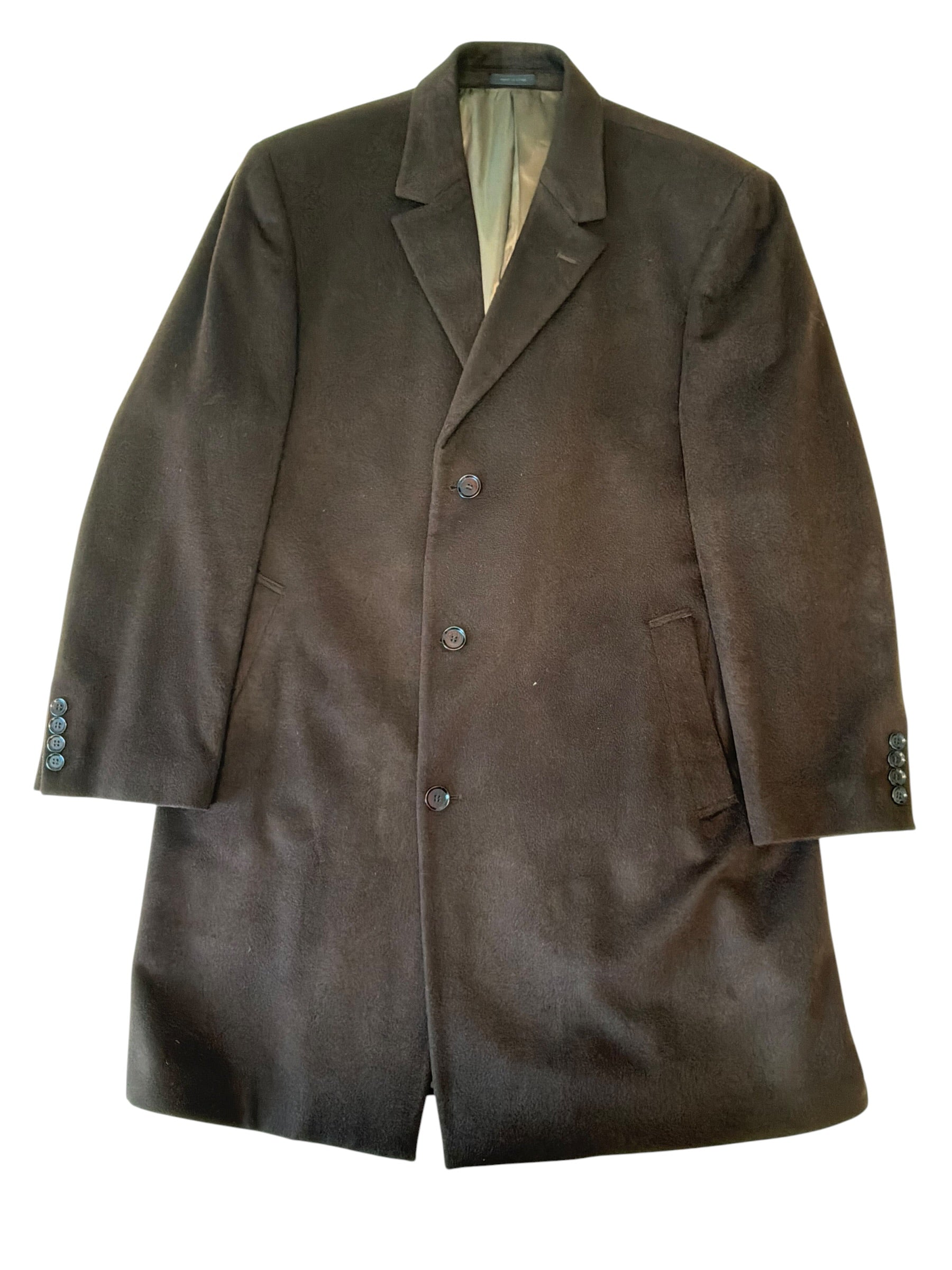 Calvin Klein Mens Slim fit Wool Overcoat Coat 44 R Brown Solid