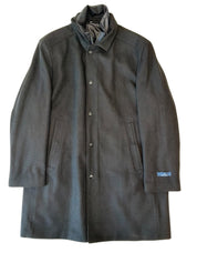 Nautica Mens Modern fit Wool Overcoat Coat 48 R Black Solid
