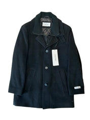 Calvin Klein Mens Modern fit Wool Overcoat Coat 36 S Black Solid