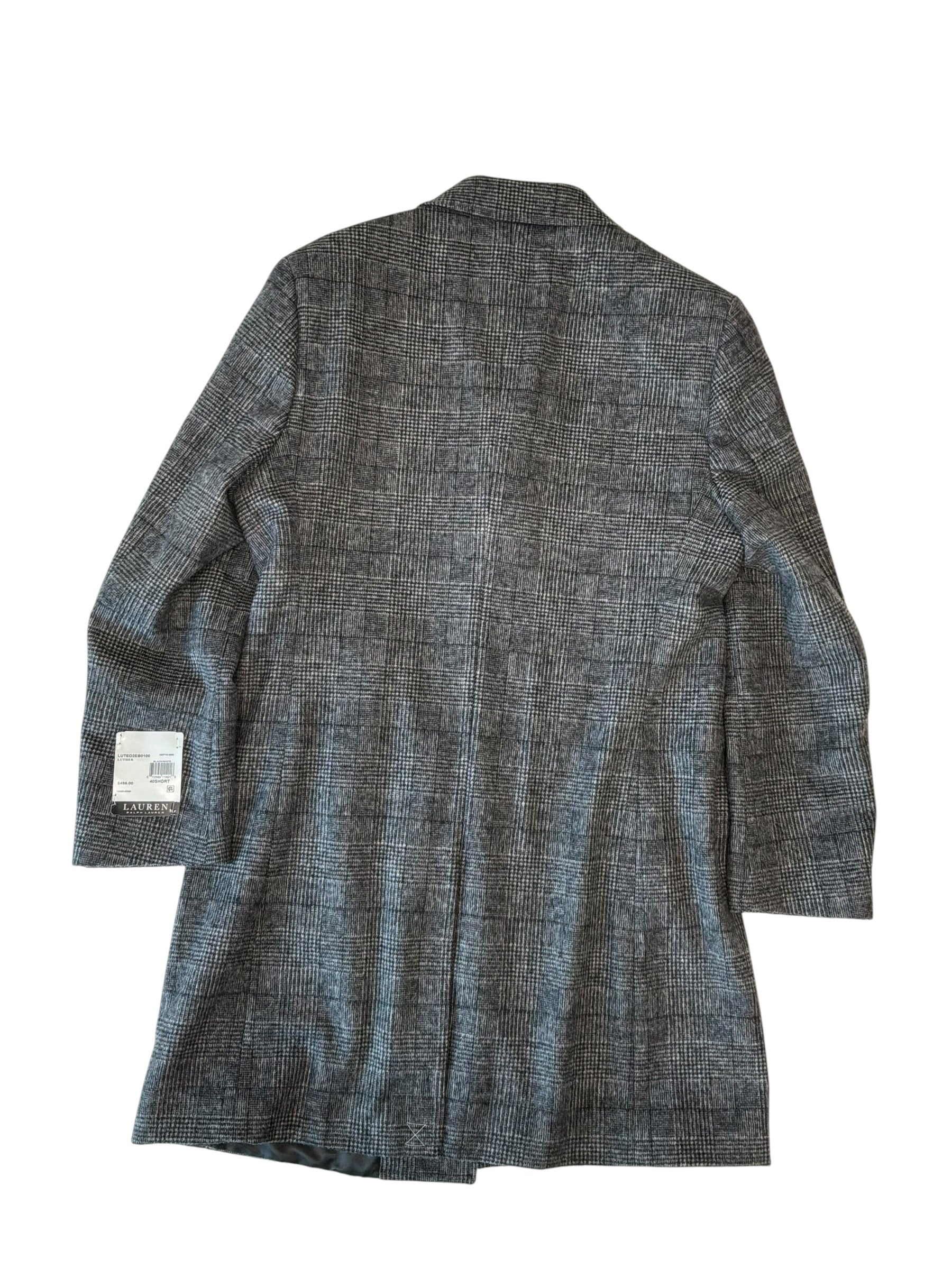 Lauren Ralph Lauren Mens Regular fit Wool Overcoat Coat 40 S Grey Plaid